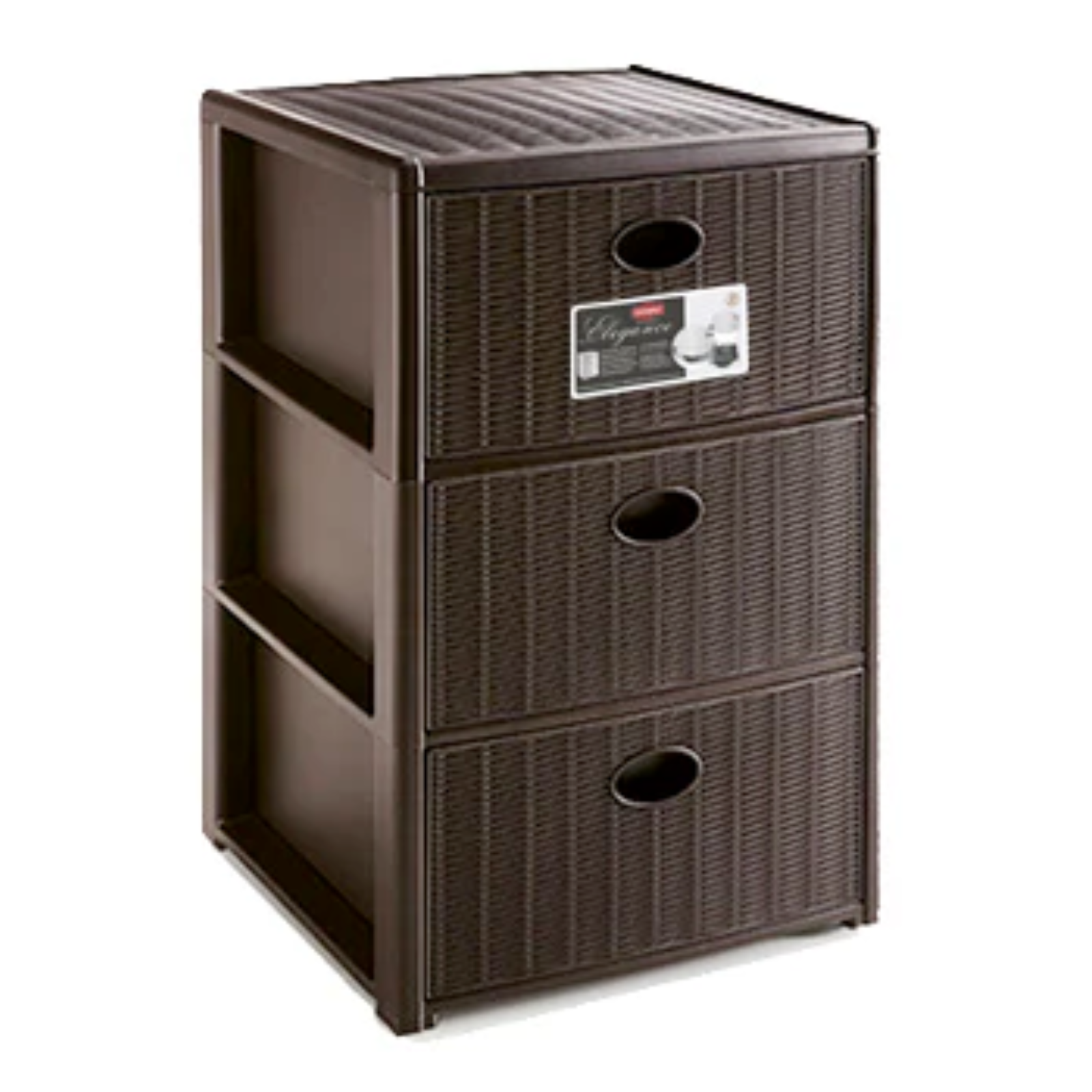 Cassettiera con 3 cassetti in plastica "Elegance Plus" finitura midollino salvaspazio per casa o ufficio