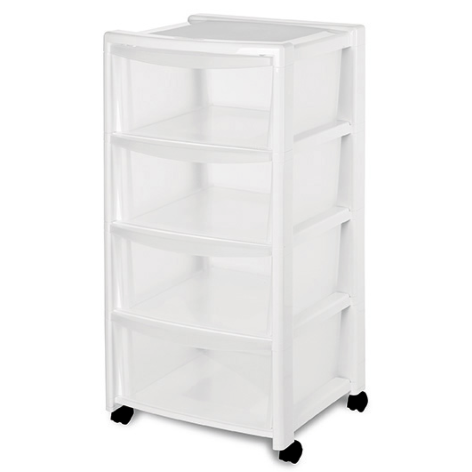 Cassettiera salvaspazio "Potti" con 4 cassetti in plastica bianca con ruote