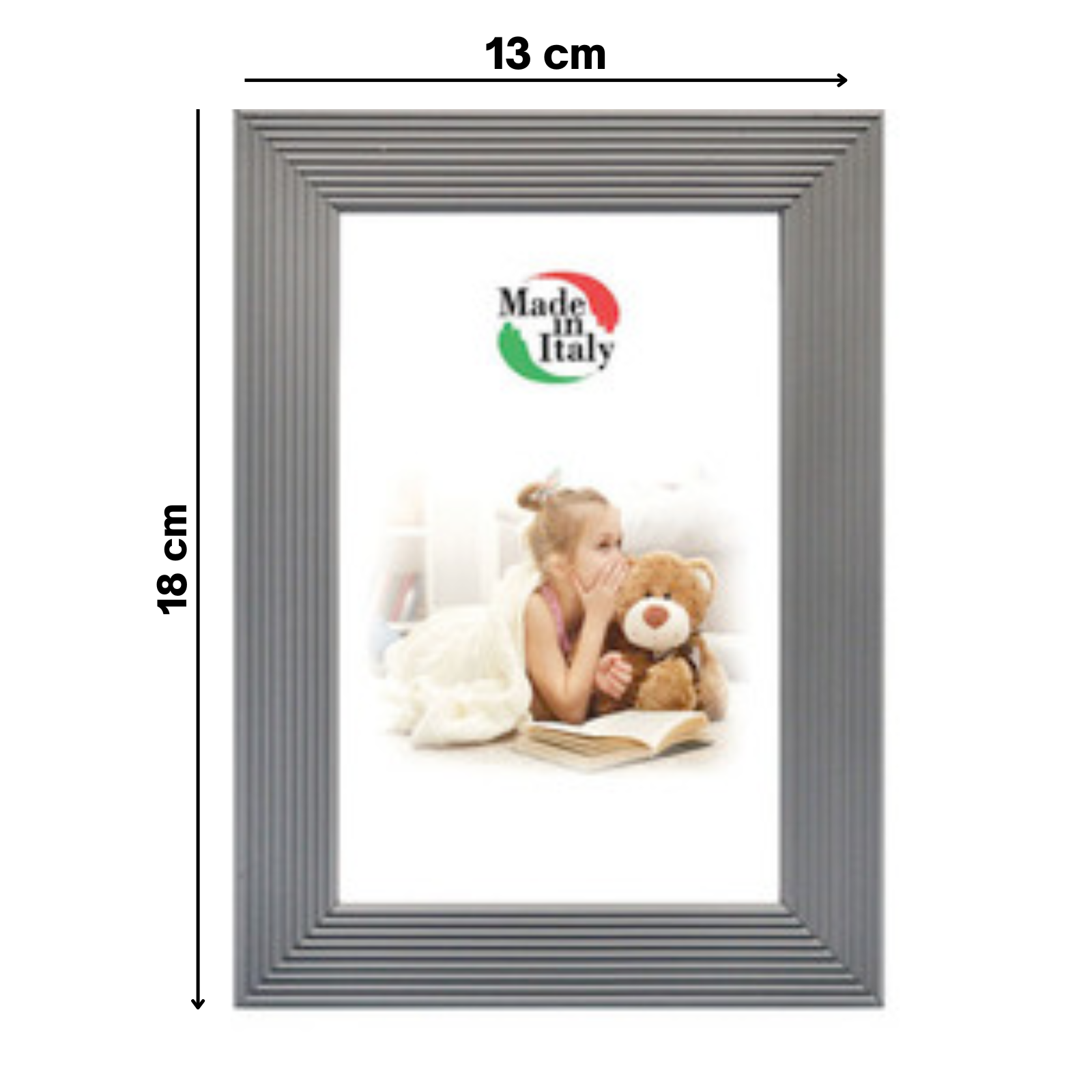 Cornice in legno "Loox" grigio con supporto cartone pressato e vetro portafoto o puzzle "Made in Italy"