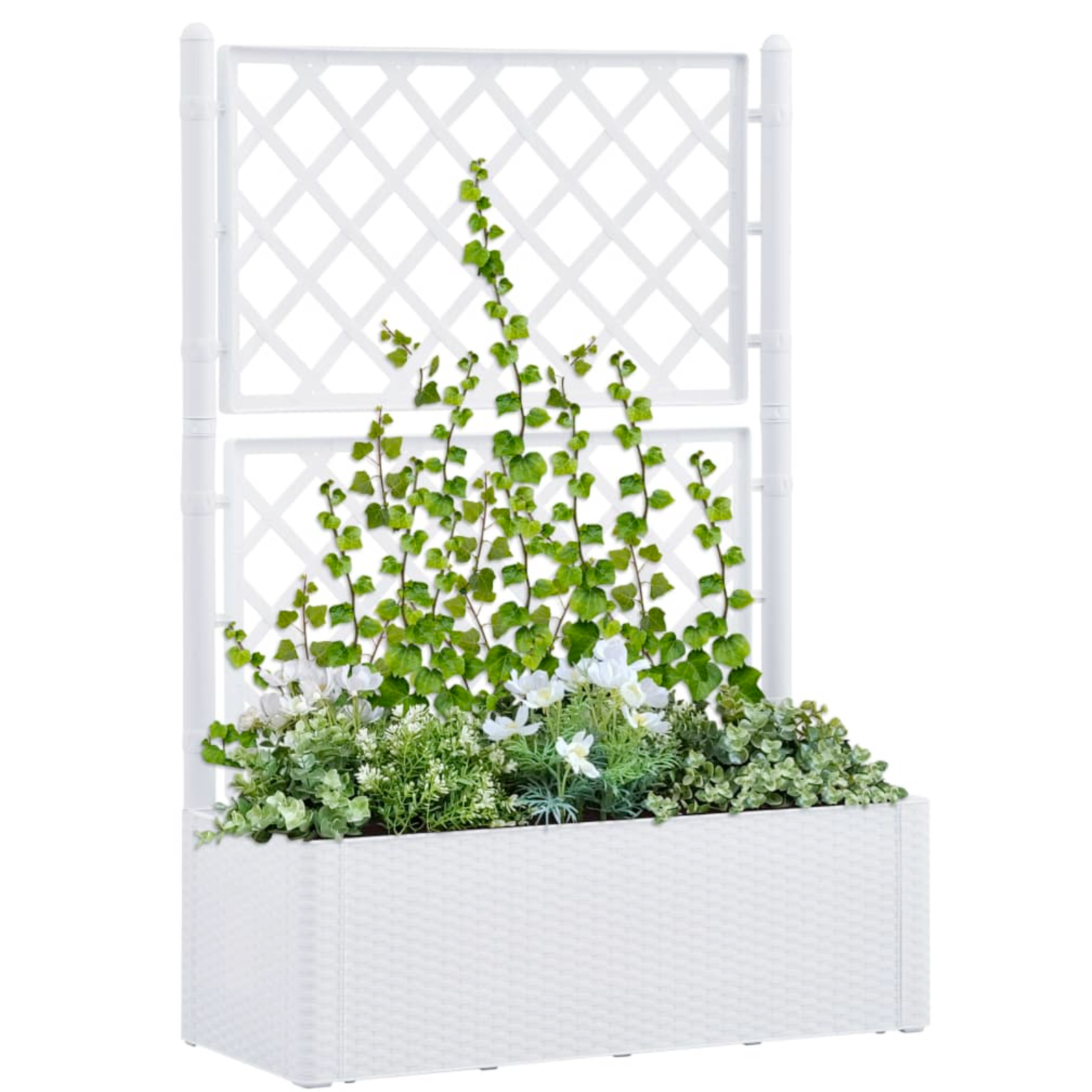 Fioriera con grigliato con riserva d'acqua finitura rattan da giardino o balcone "Made in Italy"