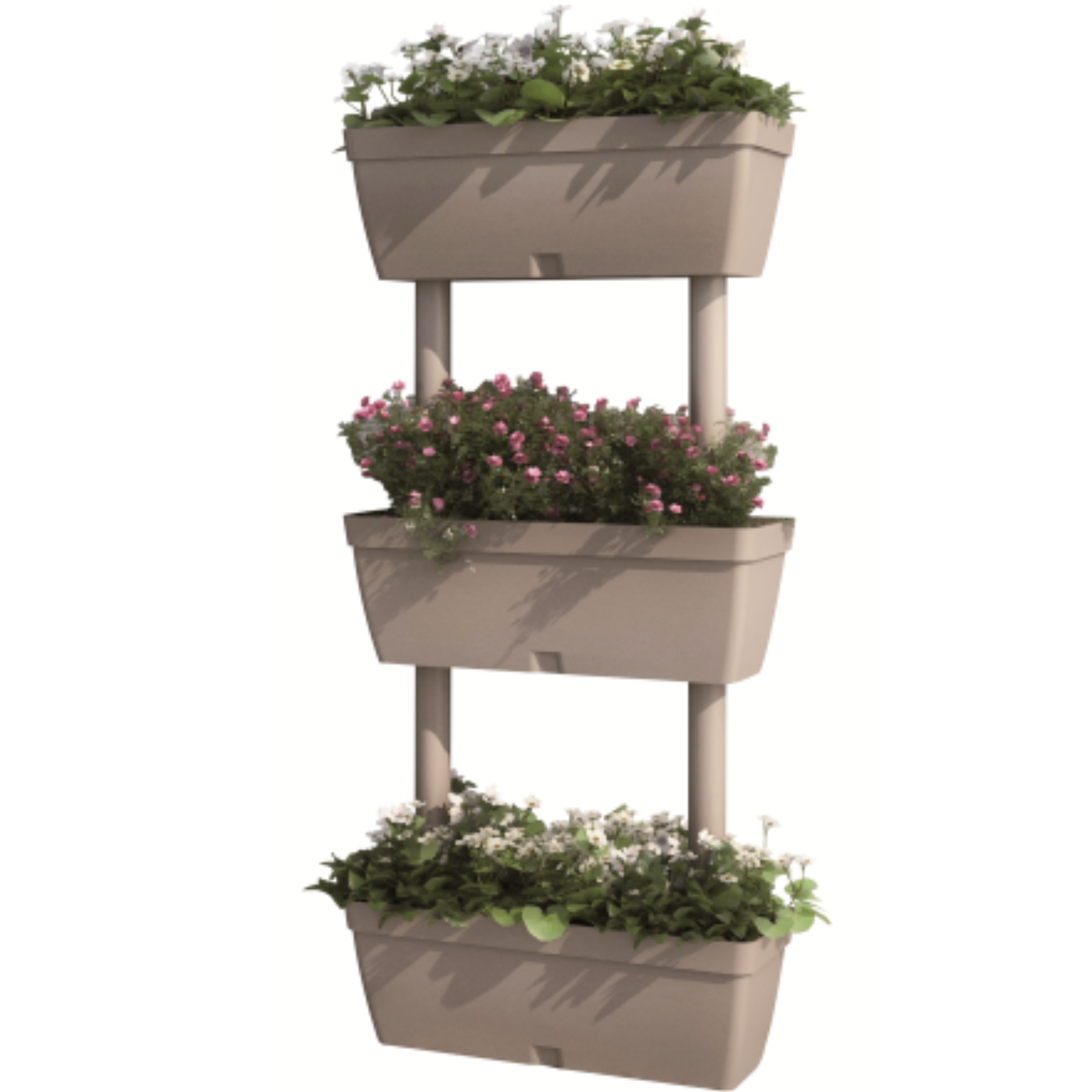 Fioriera verticale in resina tortora componibile da esterno,interno o balcone (3Pz)