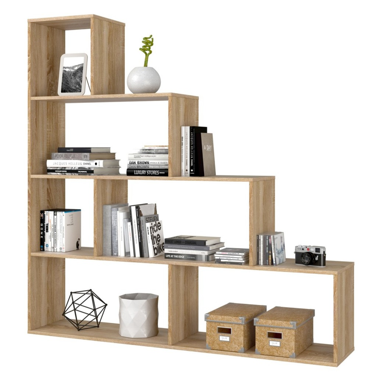 Libreria in legno multiuso "Colman" alta a parete design moderno da ufficio o cameretta