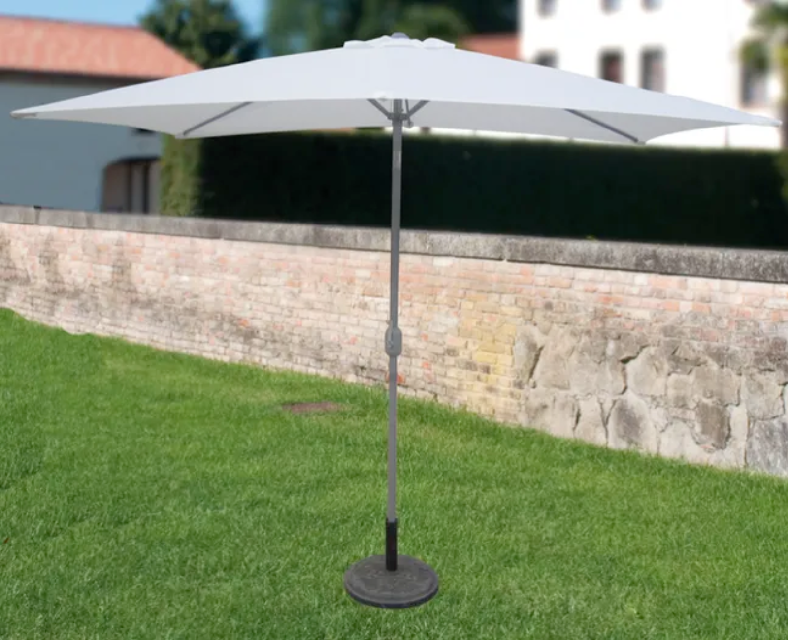 Ombrellone da giardino "Nelson" rettangolare a palo centrale con struttura in alluminio e copertura in poliestere bianco 180gr/mq