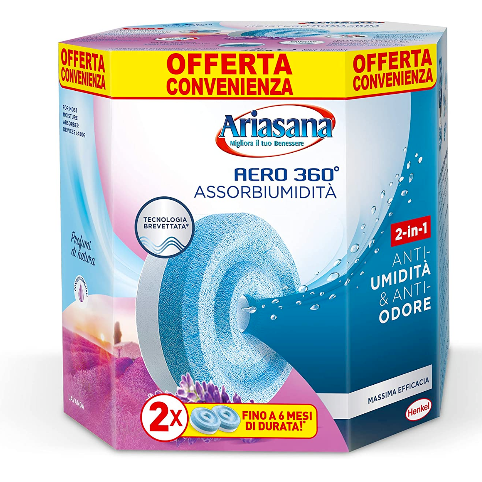 Ricarica Ariasana aero 360 assorbiumidità 2 Tab da 450 gr