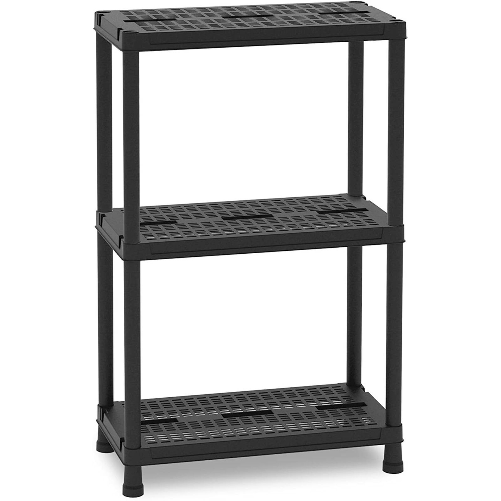 Scaffale in resina "Pick" nero con 3 ripiani multiuso porta oggetti per ripostiglio,garage o ufficio