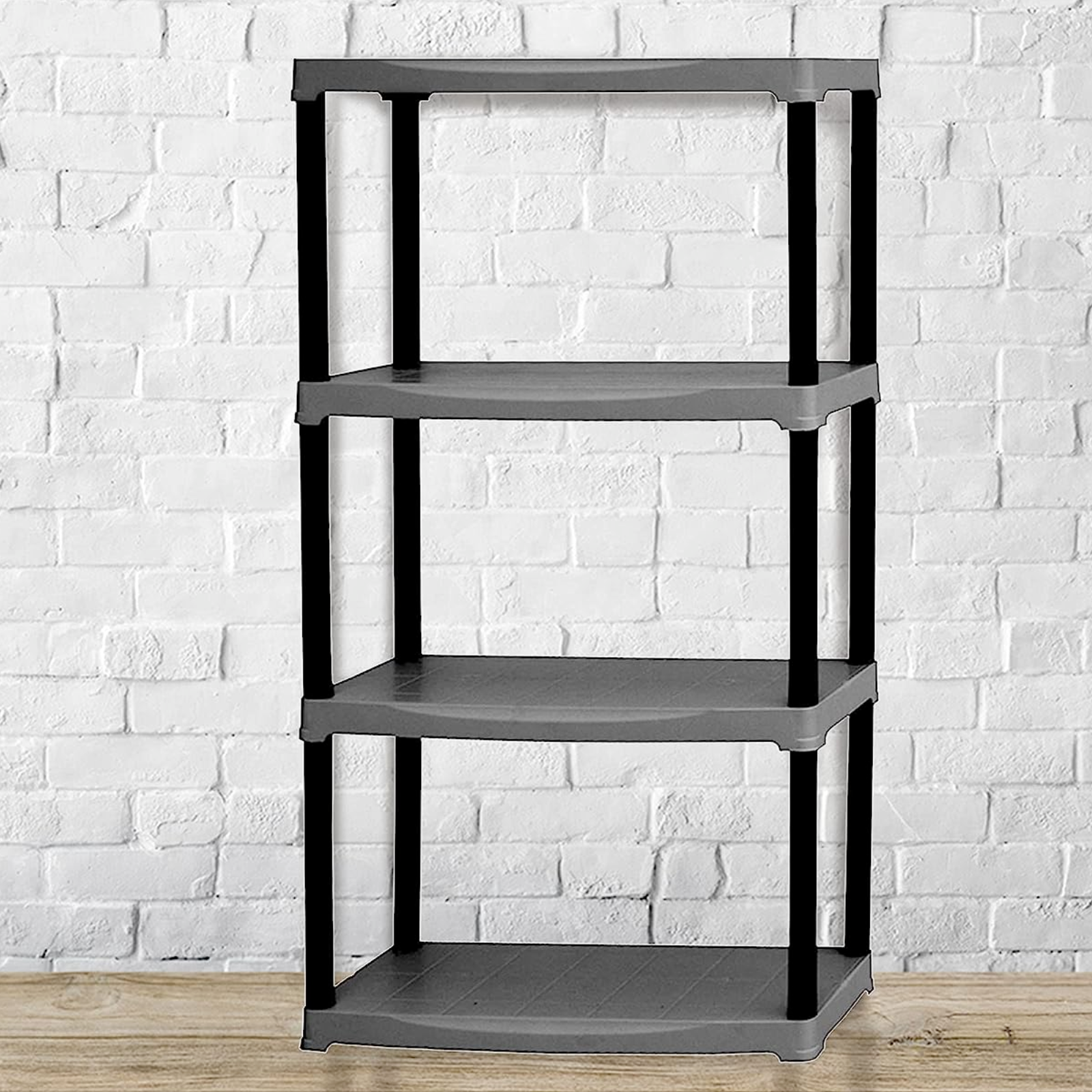 Scaffale in resina "Mormo" con 4 ripiani salvaspazio multiuso da esterno o interno 70x30x133