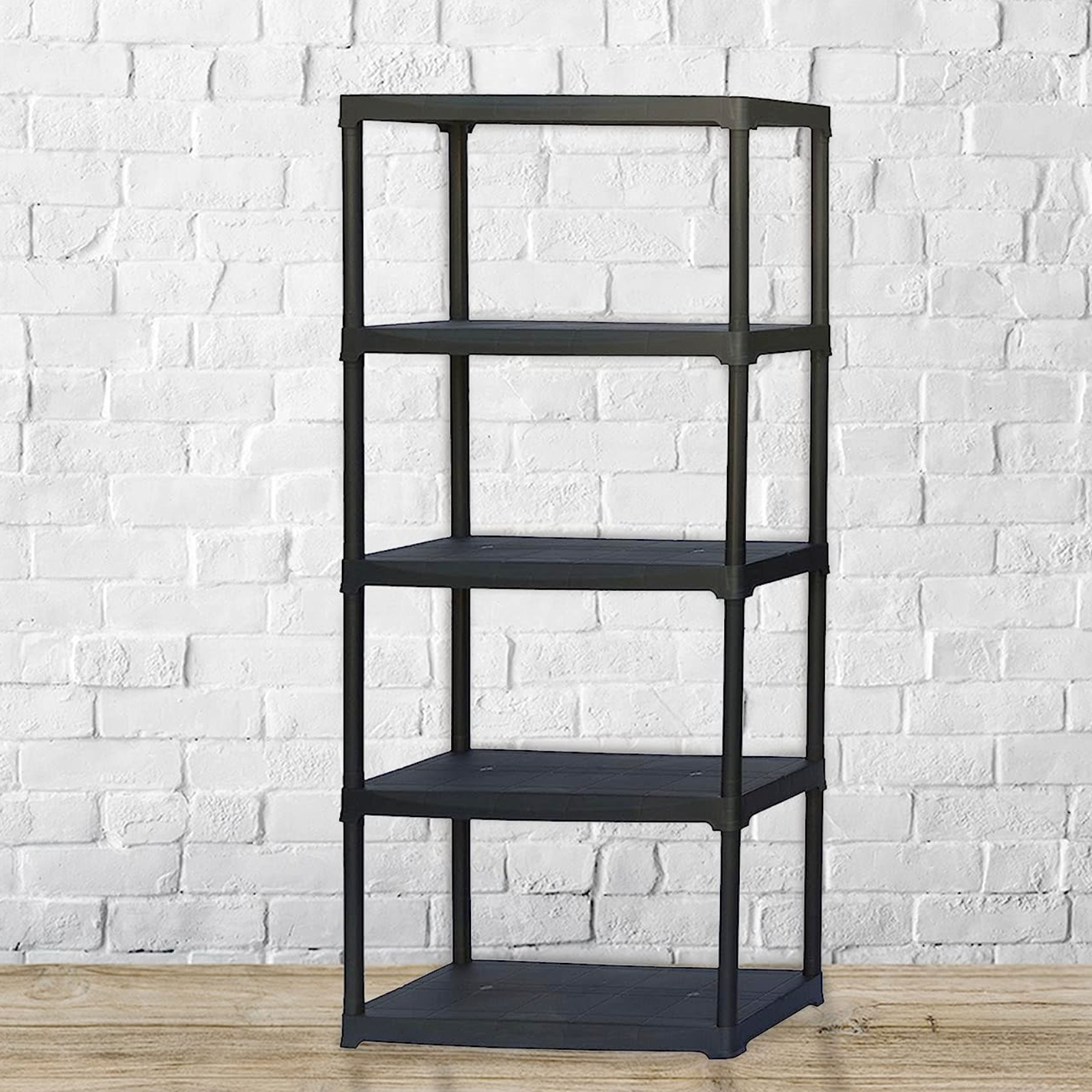 Scaffale in resina "Mormo Max" 5 ripiani salvaspazio nero multiuso per interno o esterno 90x40x176