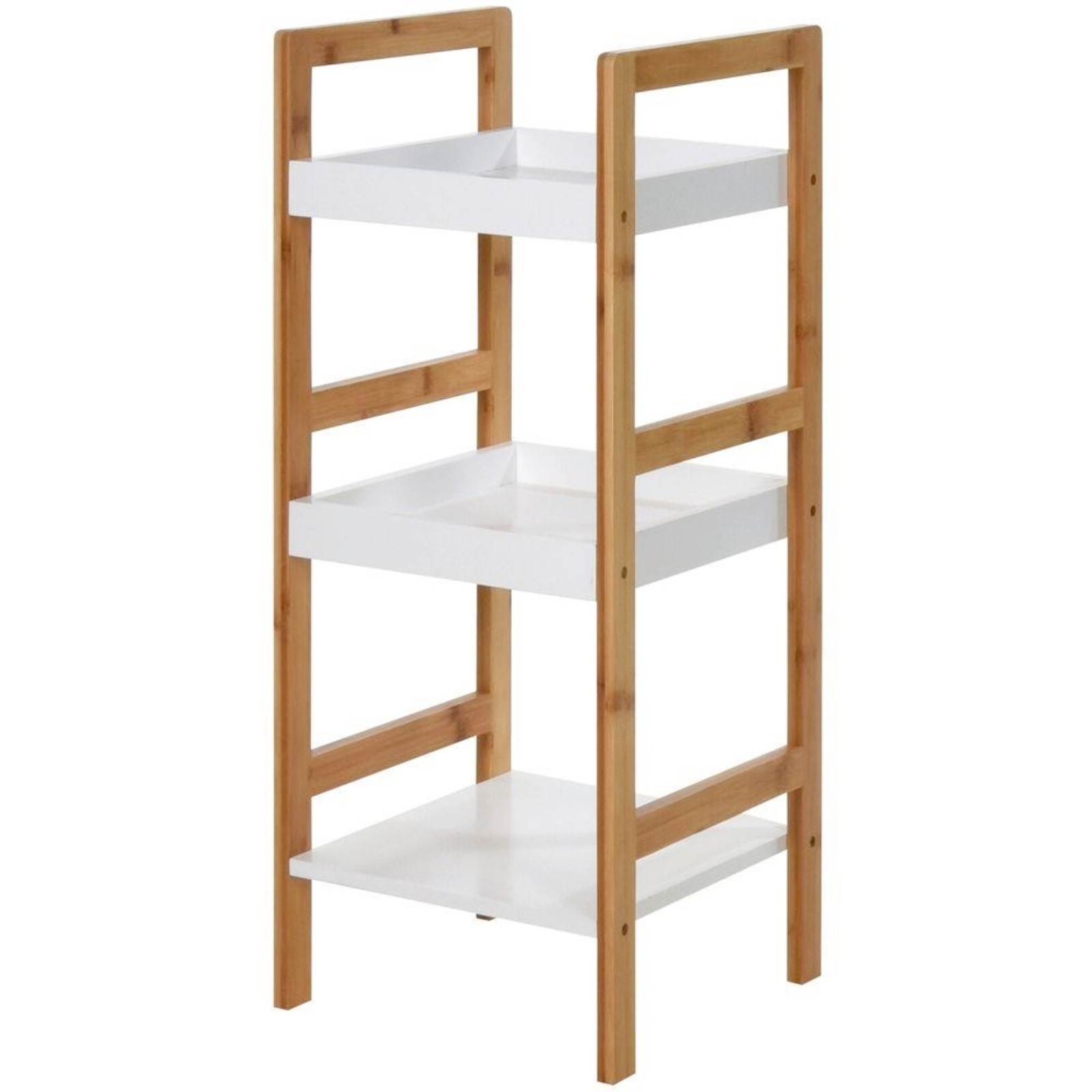 Scaffale portabiancheria "Malta" multiuso in bambù e legno con 3 ripiani per interno,bagno o lavanderia