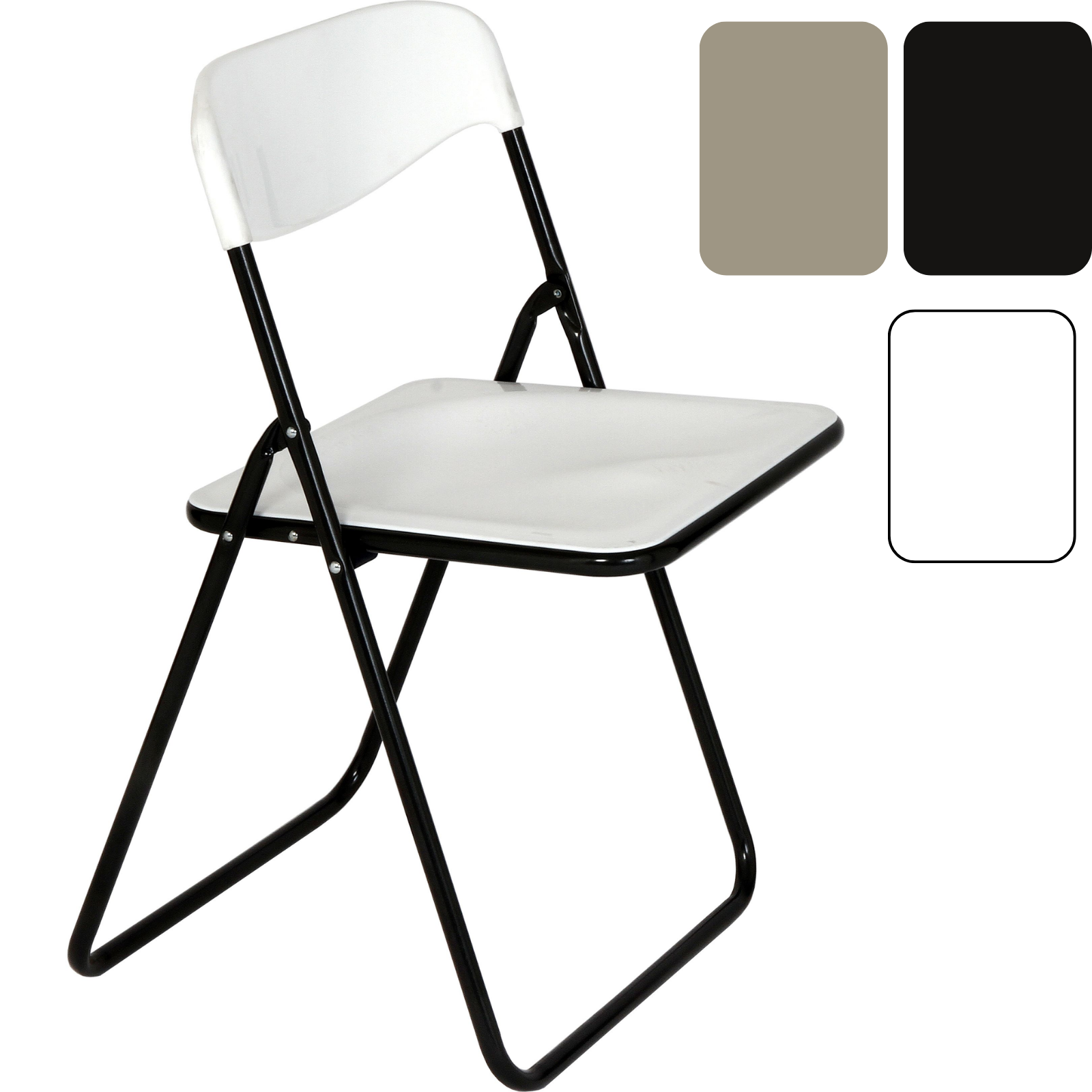 Sedia pieghevole con struttura in metallo leggero e plastica resistente per interno o esterno (Set da 4 pezzi) "Made in Italy"