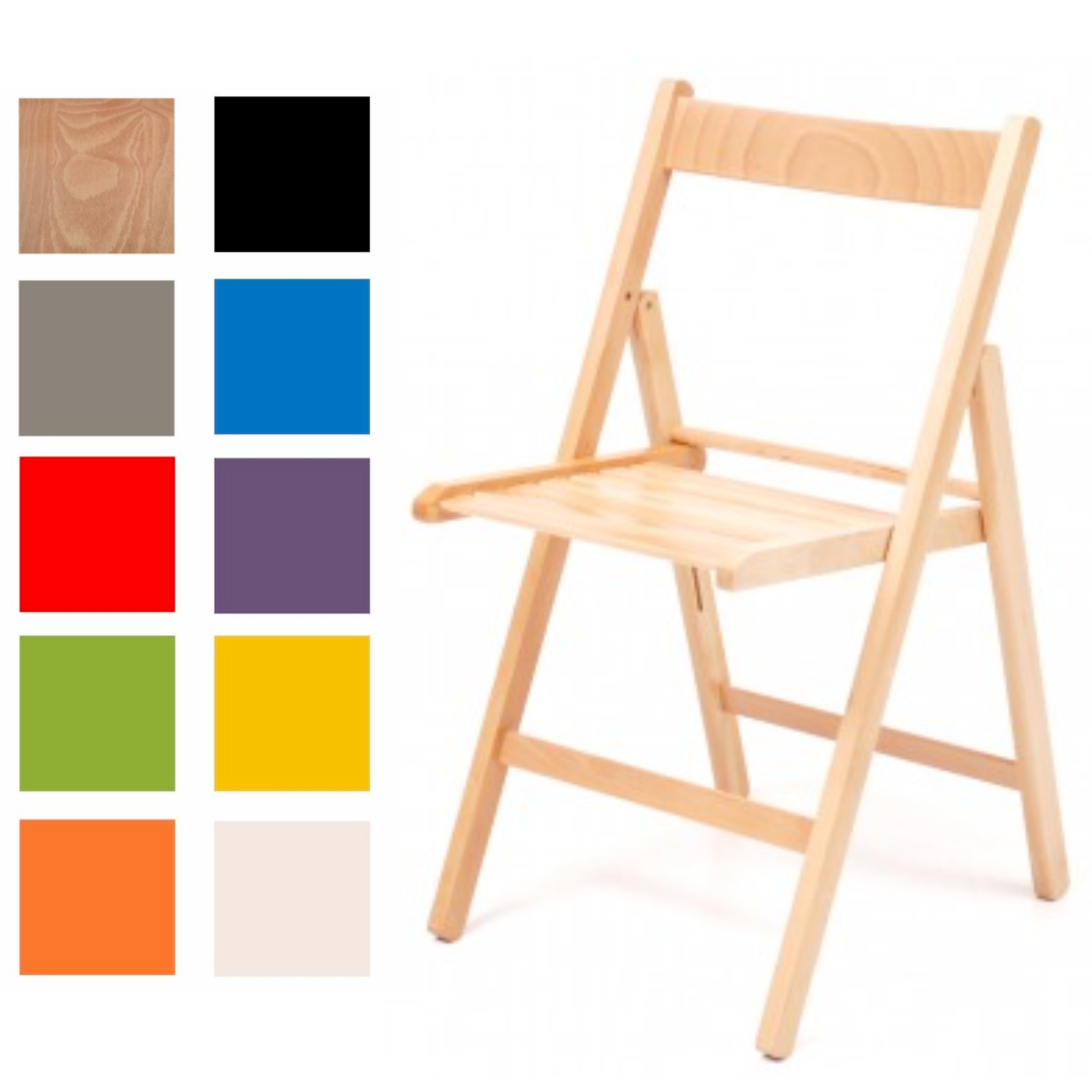 Sedia pieghevole in legno di faggio salvaspazio,resistenti da interno o esterno (Set da 4 Pezzi) "Made in Italy"