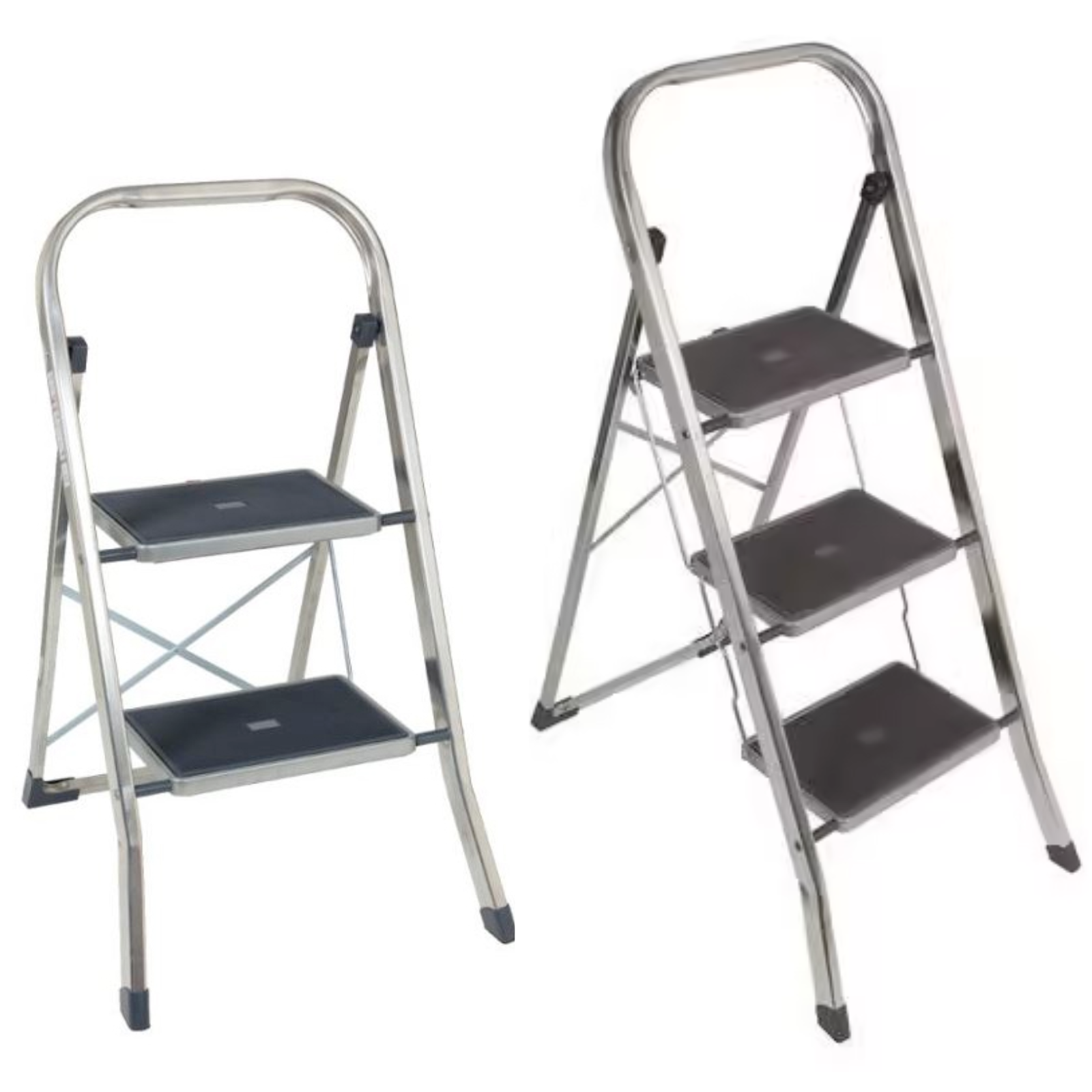 Sgabello pieghevole "Premium" in alluminio con gradini antiscivolo per uso domestico o prefessionale