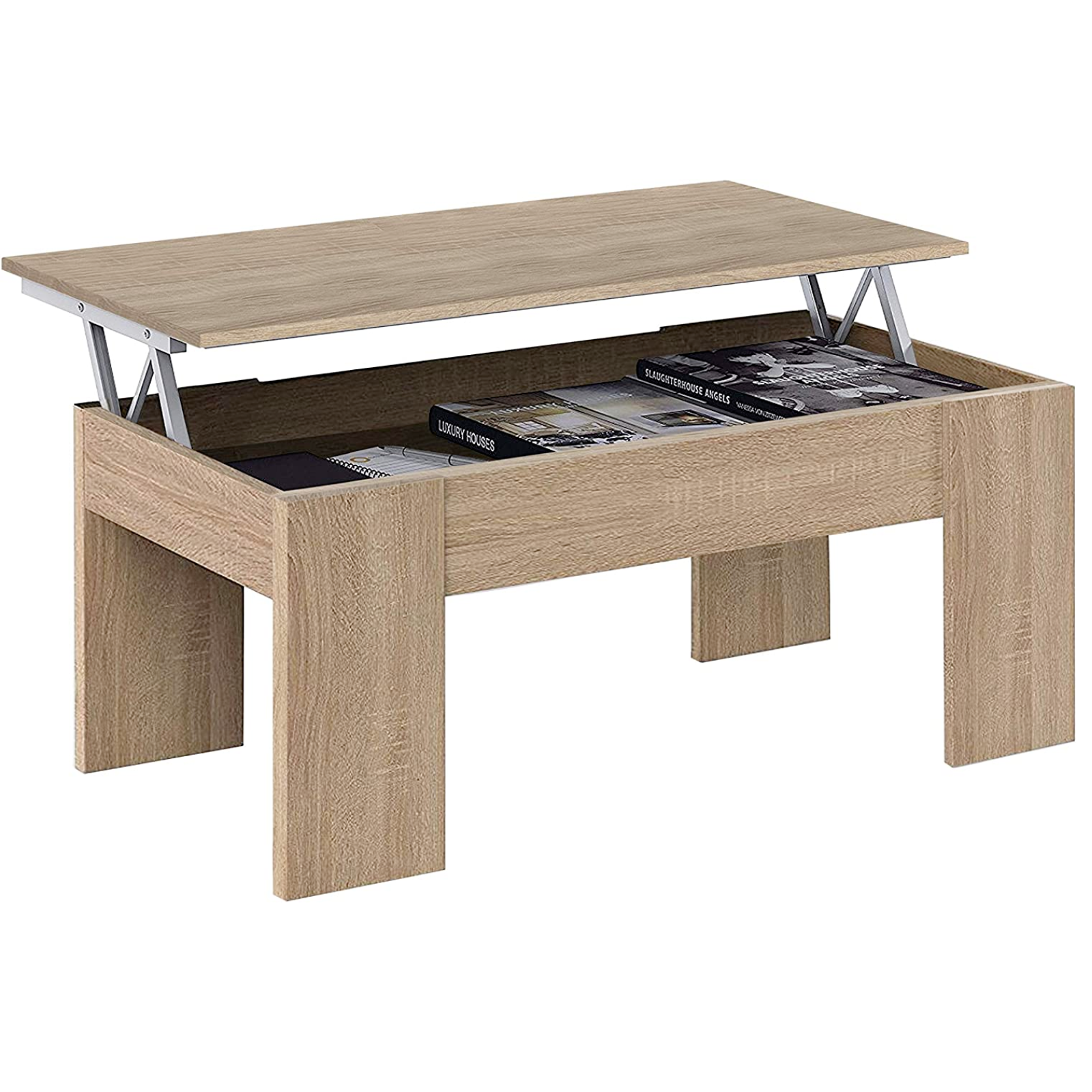 Tavolino da salotto alzabile "Misi" in legno design moderno rovere