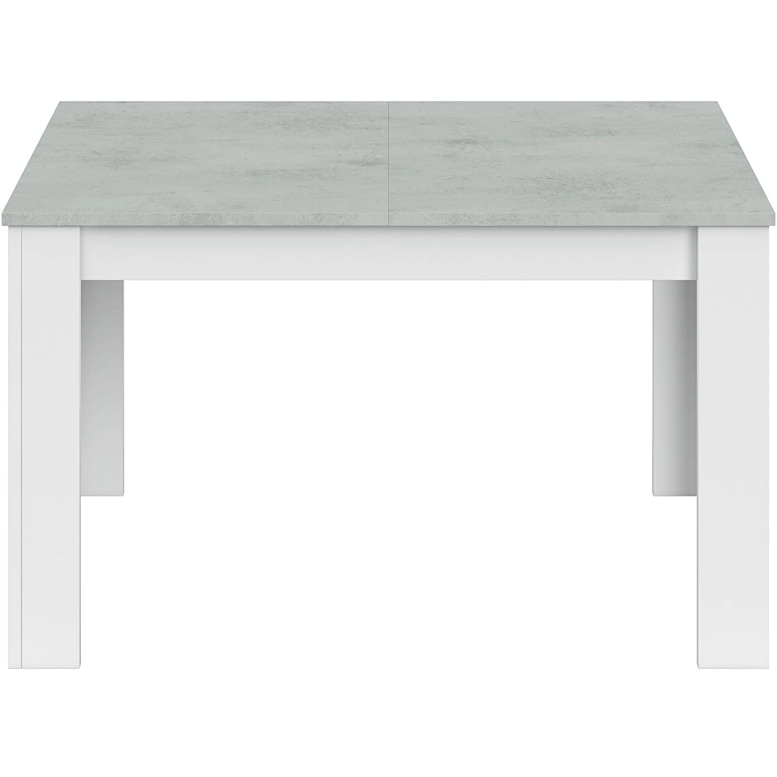 Tavolo da pranzo rettangolare "Cemi"estensibile in legno bianco e cemento 140-140 x 90
