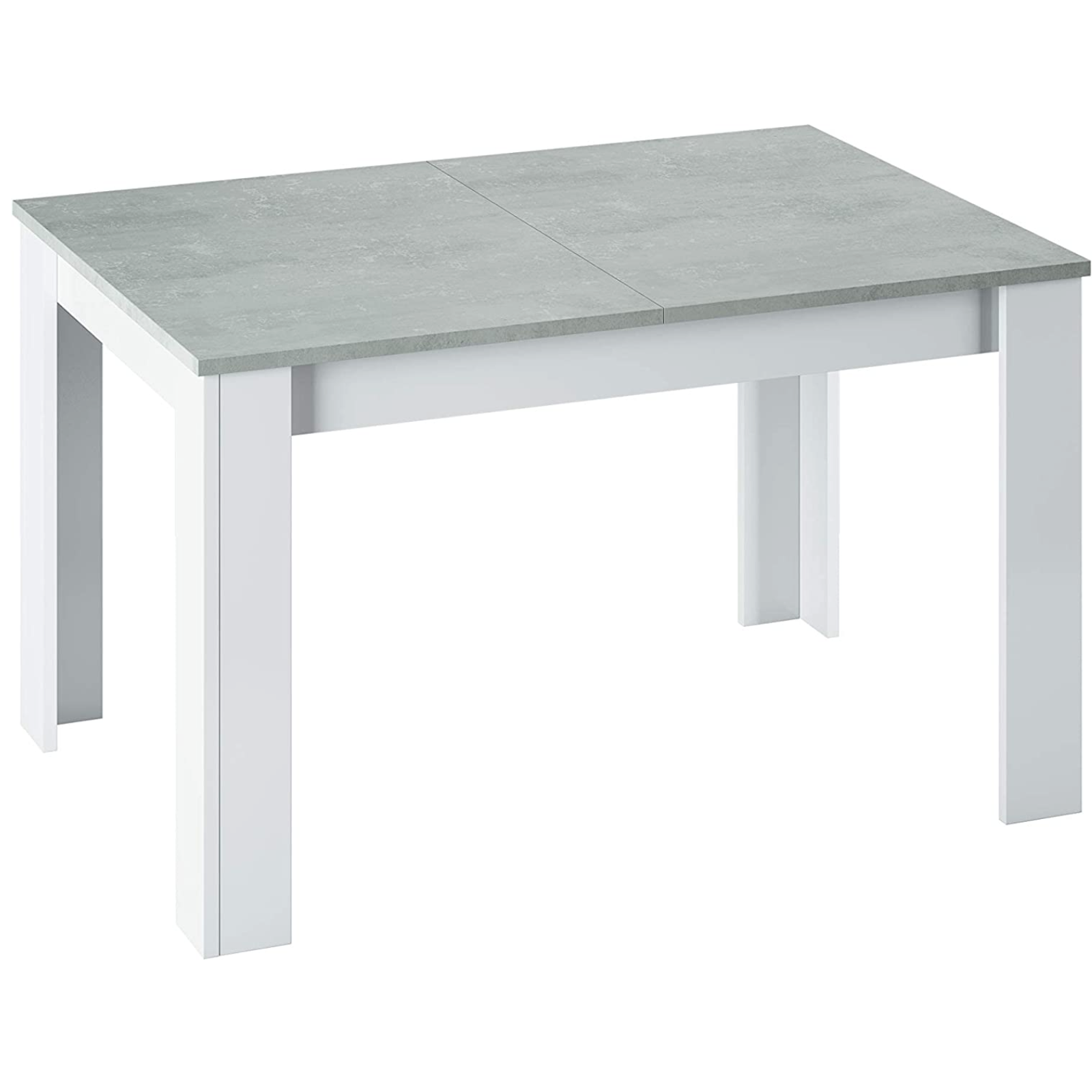 Tavolo da pranzo rettangolare "Cemi"estensibile in legno bianco e cemento 140-140 x 90