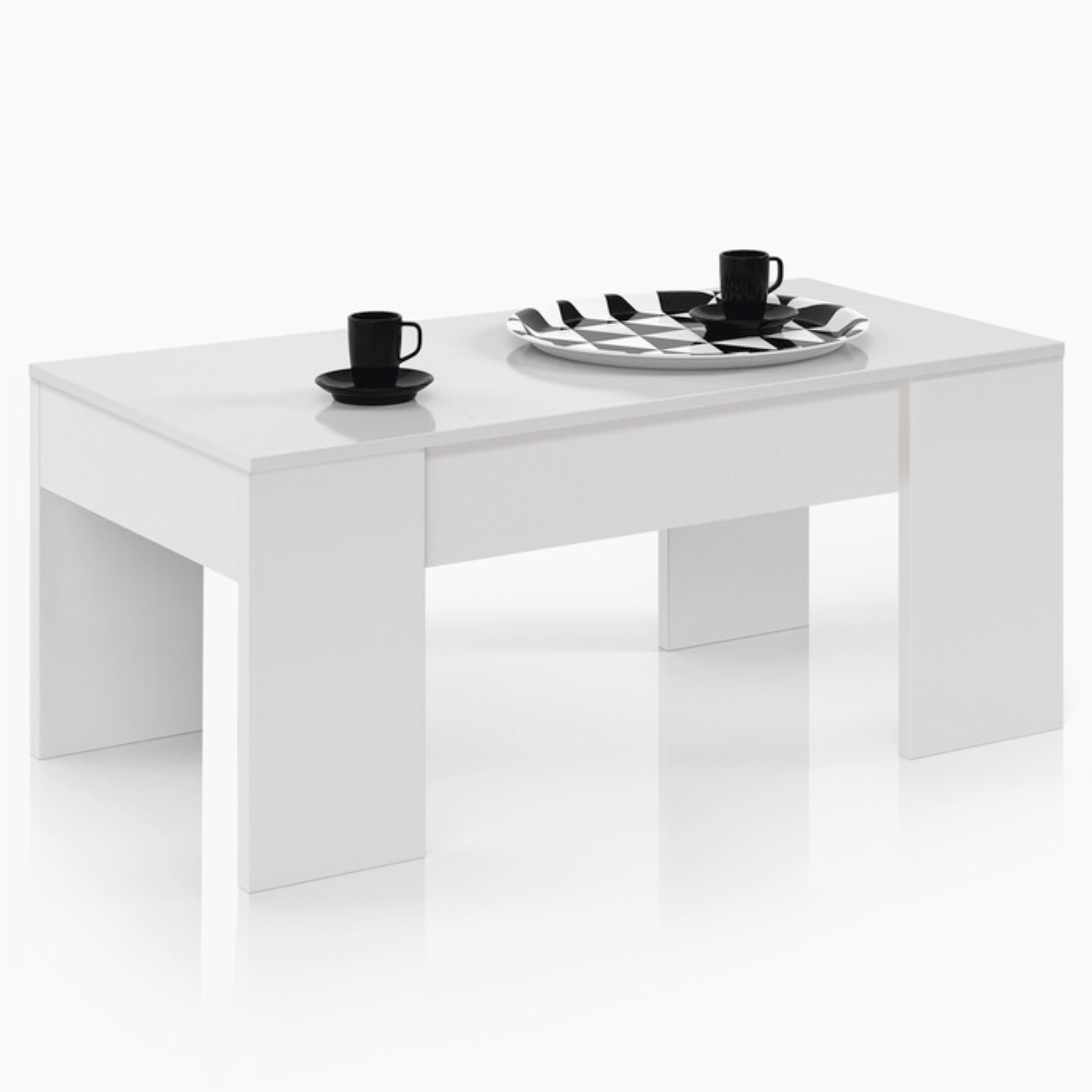 Tavolino da salotto alzabile "Misi" in legno design moderno bianco