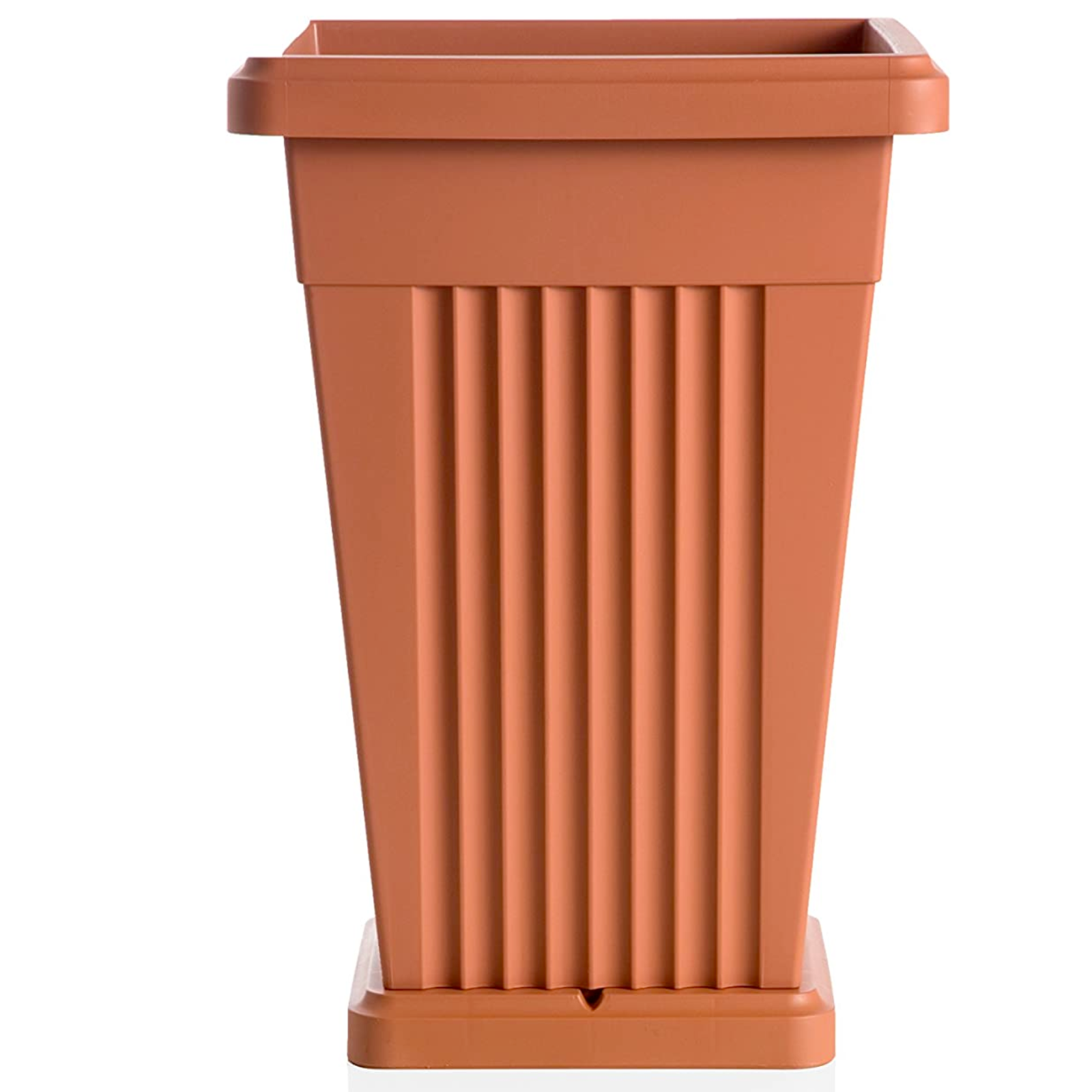 Vaso in polipropilene "Piramide" con sottovaso design moderno per giardino piante o fiori