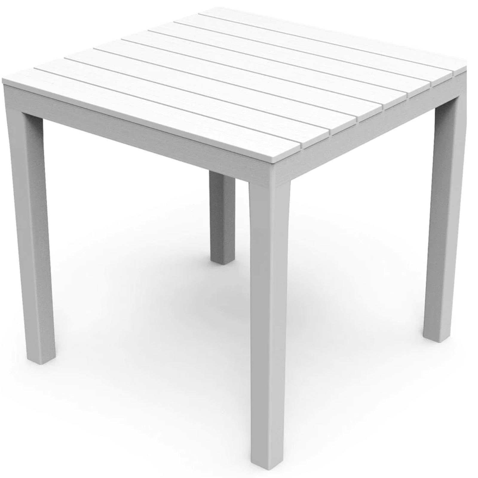 Tavolo da pranzo "Bali" quadrato in resina con piano doghe effetto legno 78x78x72