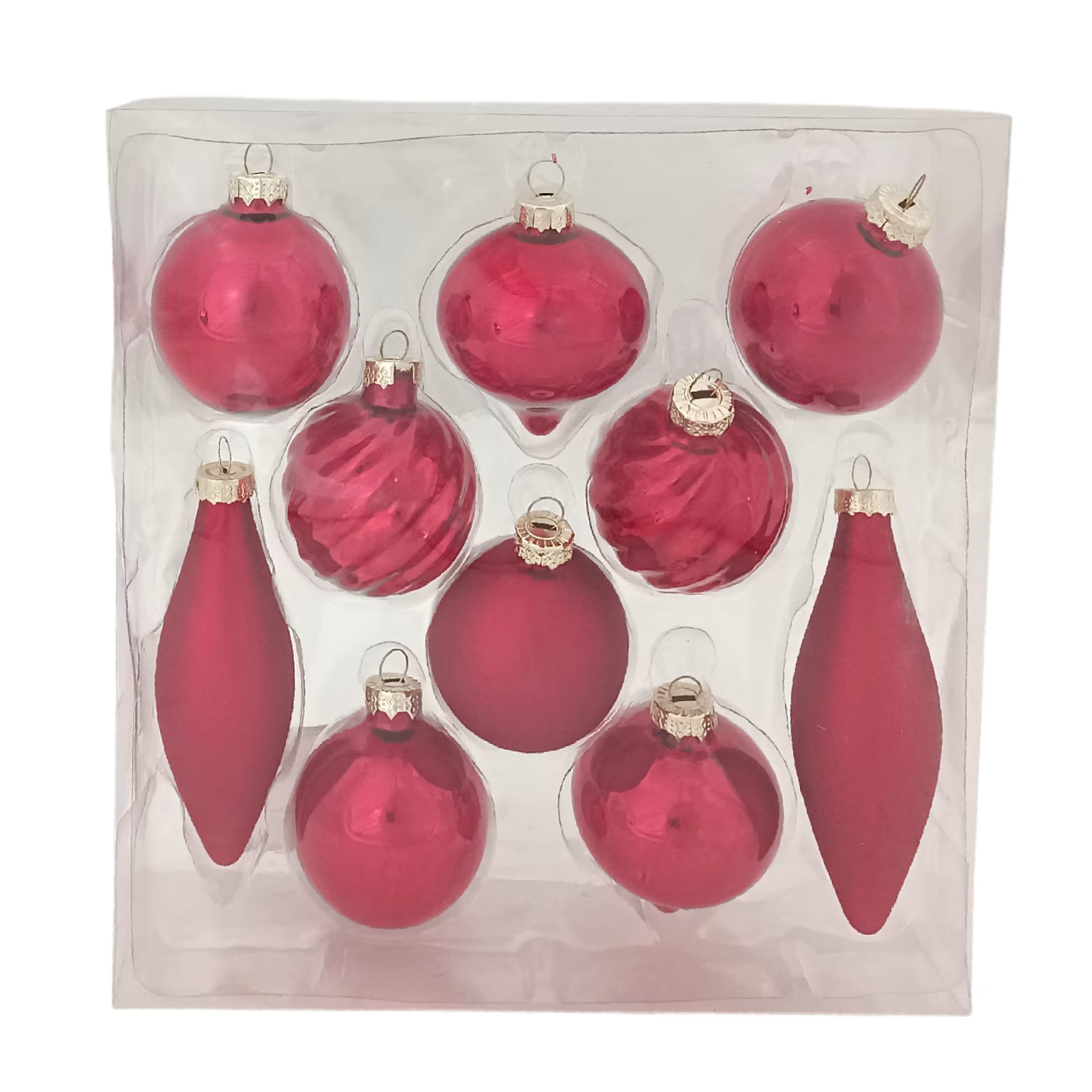Palline per albero di natale set 10 pz in vetro rosso decorazione natalizia