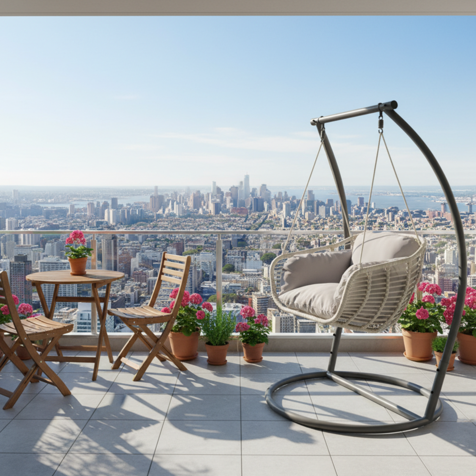 Dondolo sospeso struttura in metallo e seduta in wicker - Glow