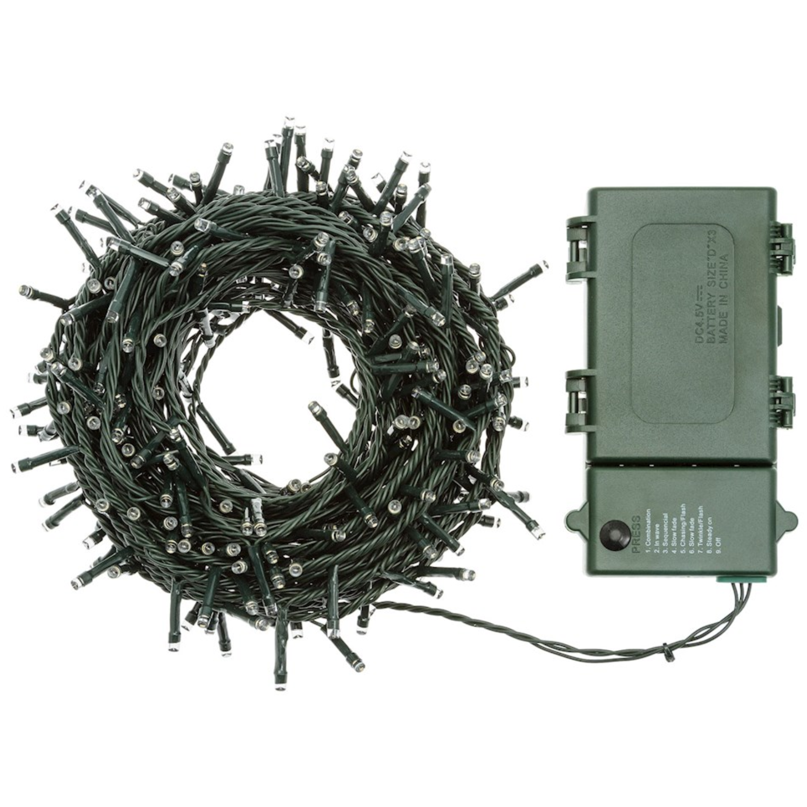 Catena lineare luminosa 300 led bianco caldo a batteria uso interno o esterno