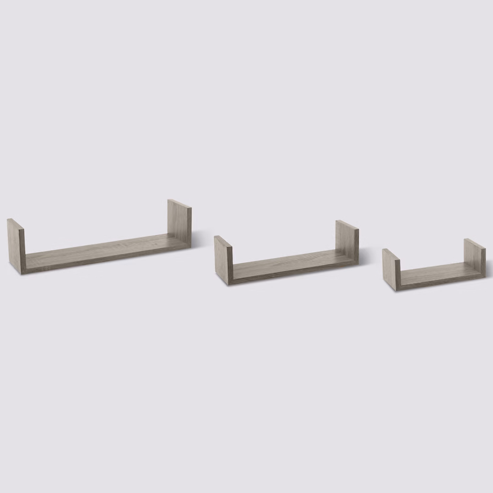 Set 3 pz mensole da parete sospese rovere grigio in mdf - Fixy