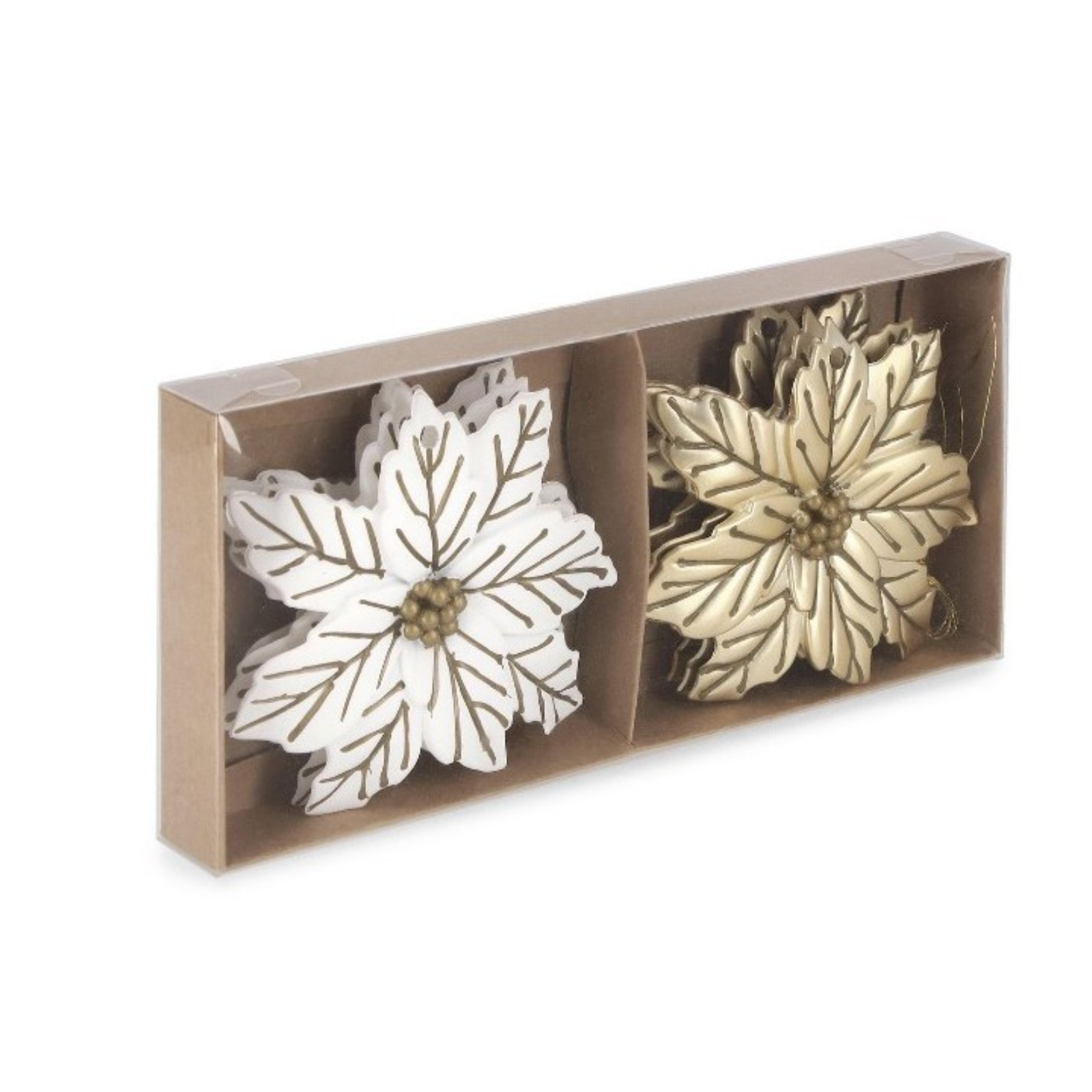 Set 6 Pz Pendagli per albero di natale poinsettia colorazione assortita