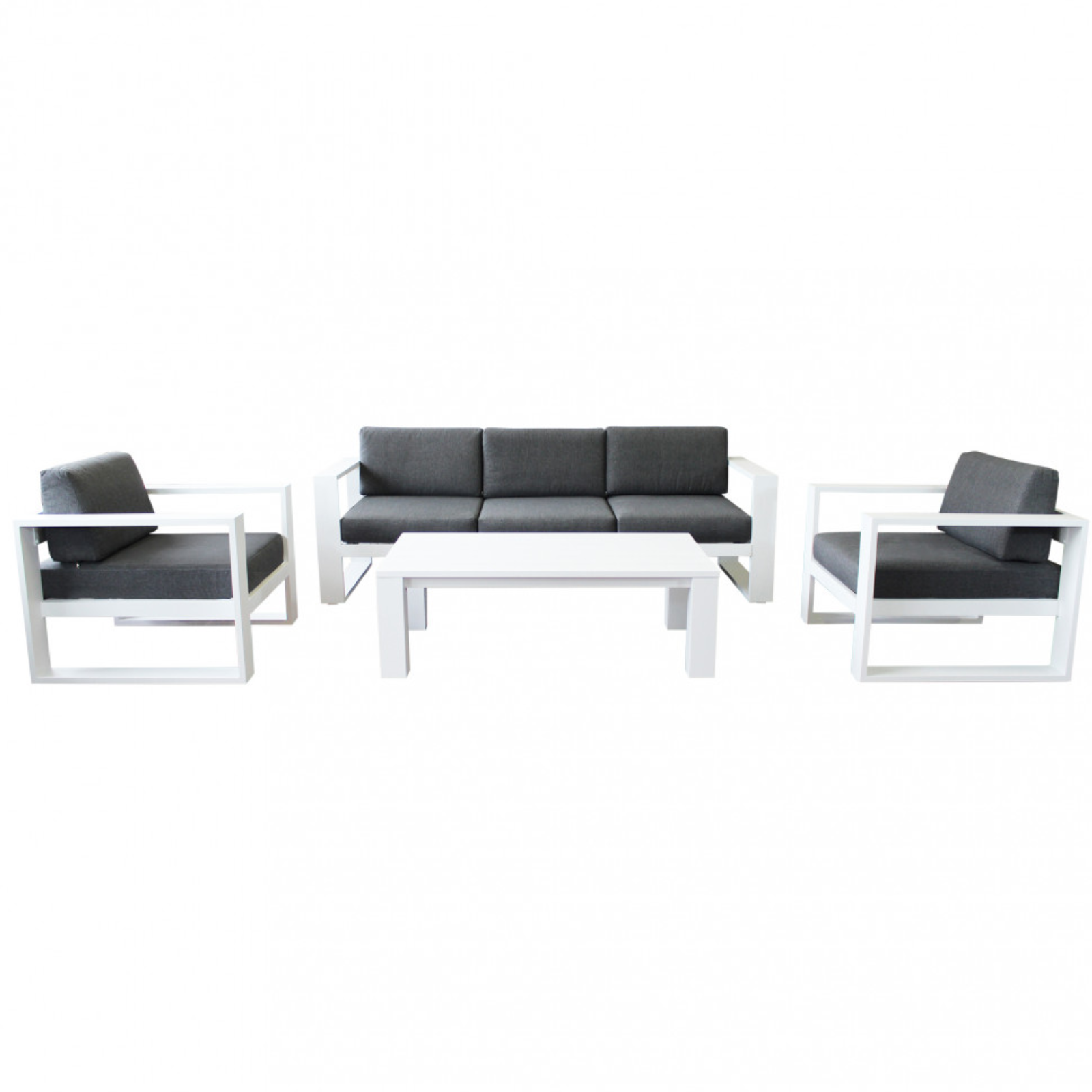 Salottino da esterno in alluminio verniciato bianco con cuscini - Knoxville