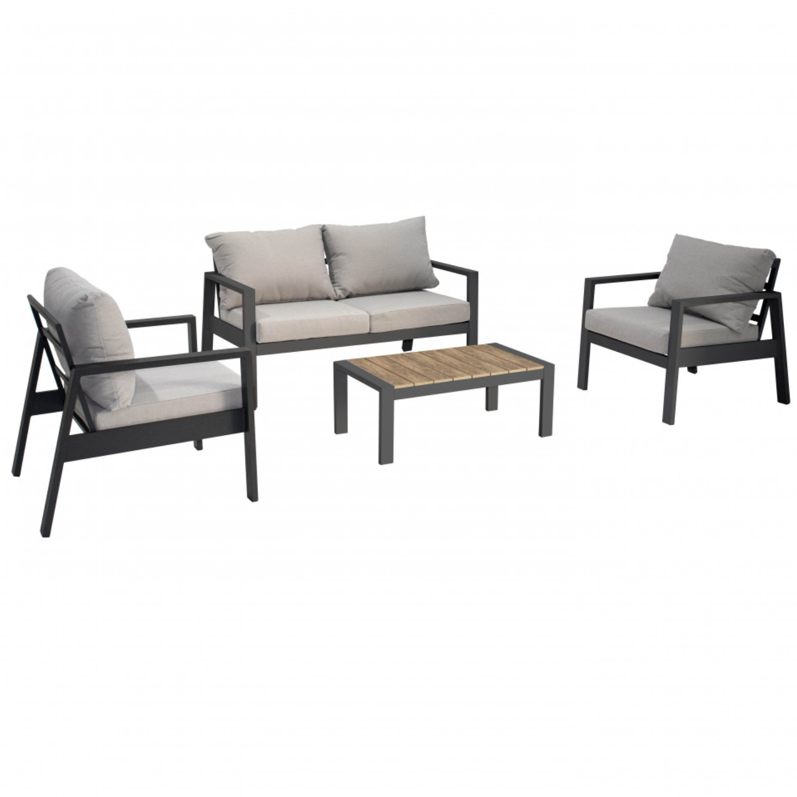 Salottino da esterno in alluminio con rivestimento corda pvc e cuscini 4 posti - Parana