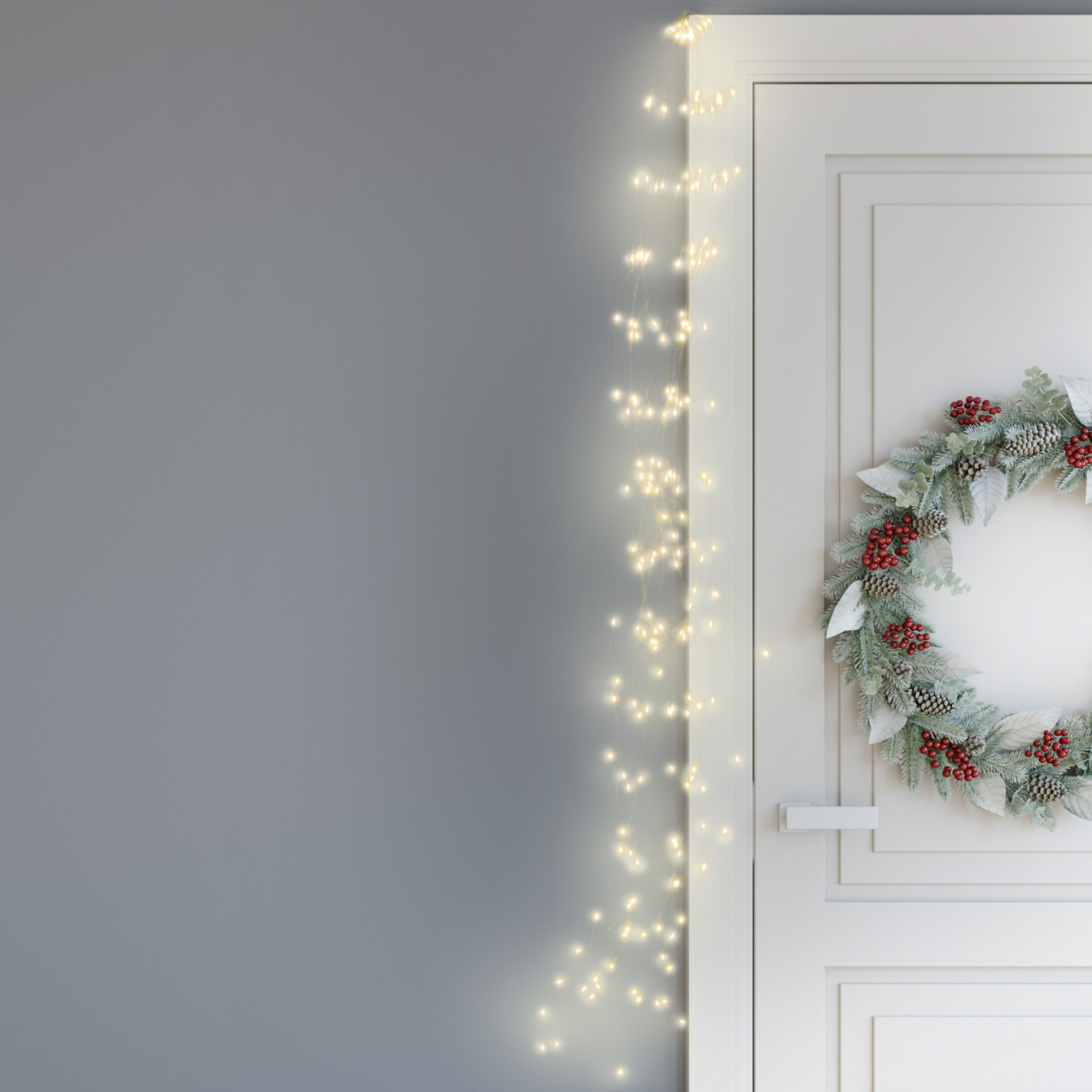 Luci di natale cascata luminosa 200 microled bianco caldo per uso interno o esterno