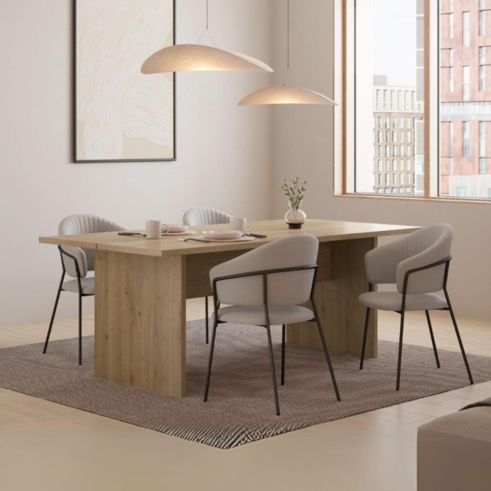 Tavolo da pranzo rettangolare fisso in melaminico color rovere cadiz 200x100 cm - Loana