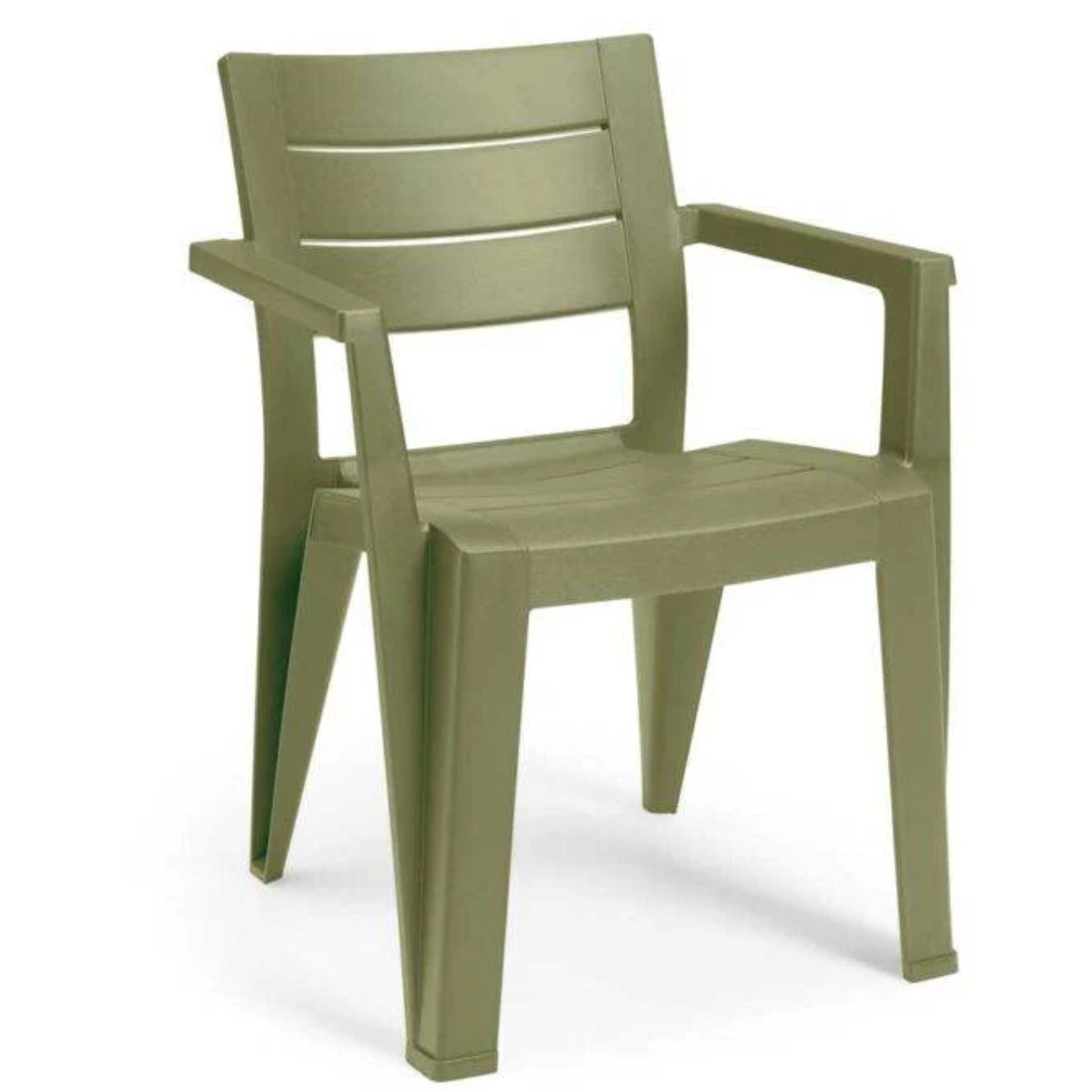 Sedia in resina con braccioli impiabile design moderno effetto legno - Julia