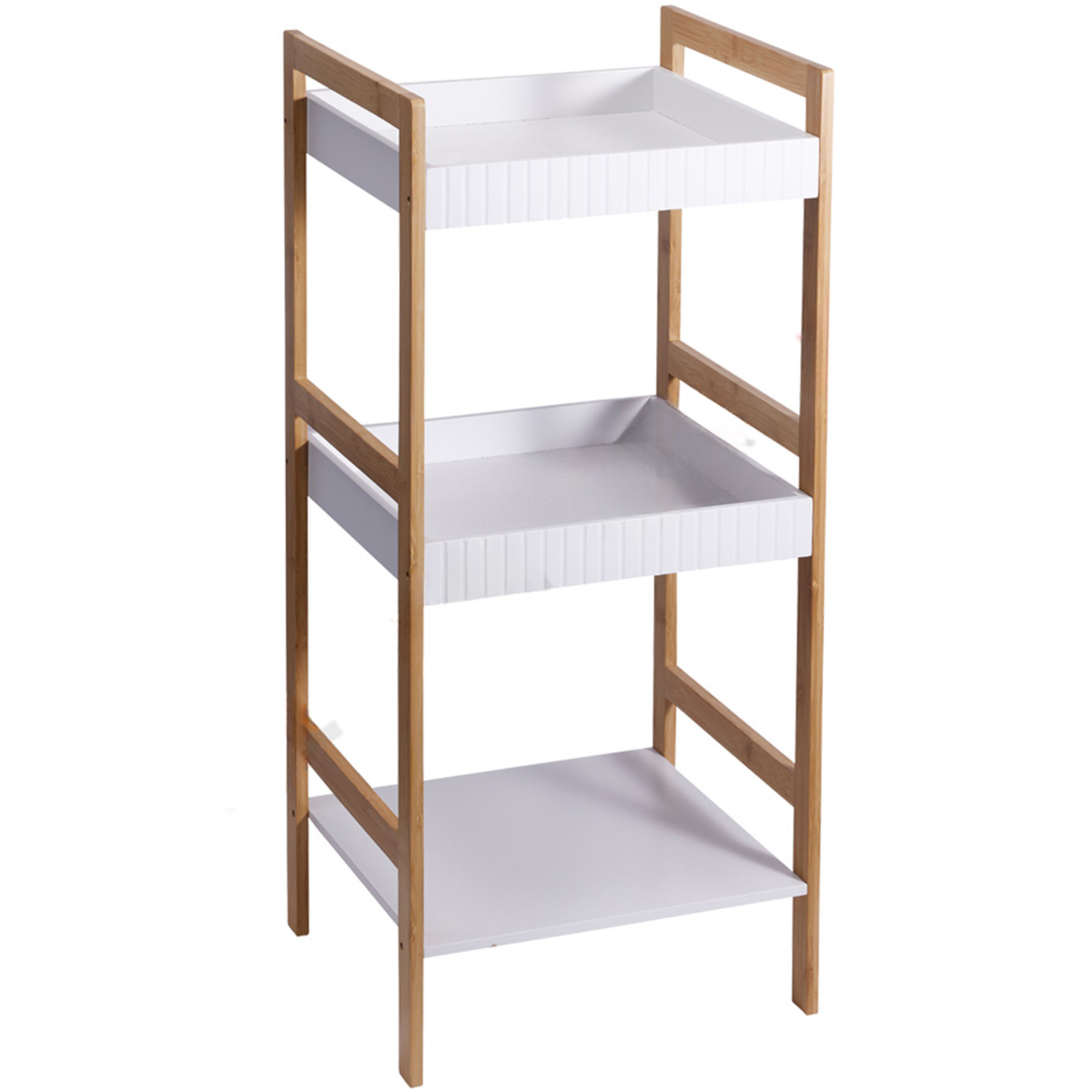 Scaffale multiuso in mdf e bambù con ripiani