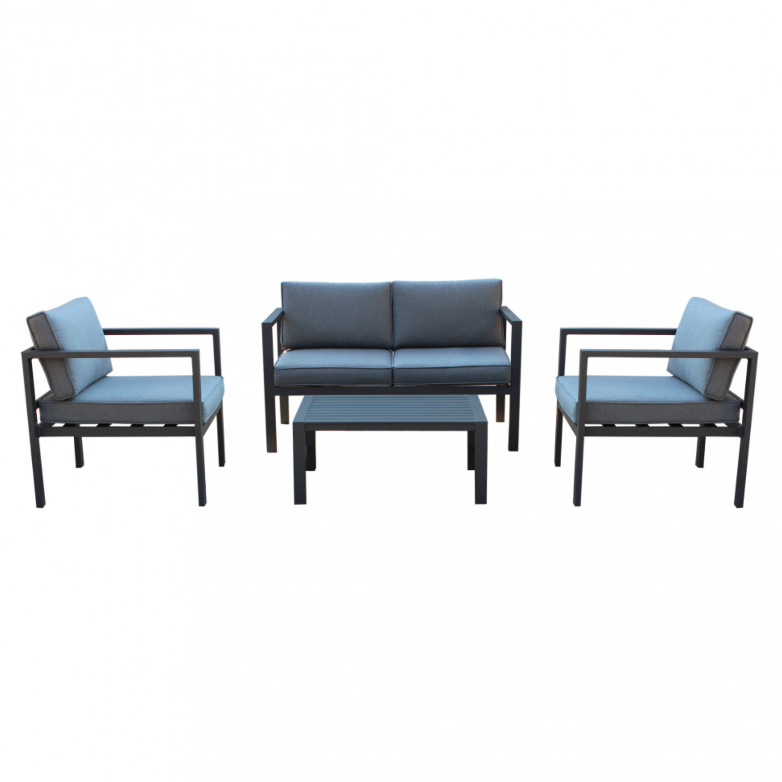 Salottino da esterno 4 posti struttura in alluminio antracite con cuscini - Avana