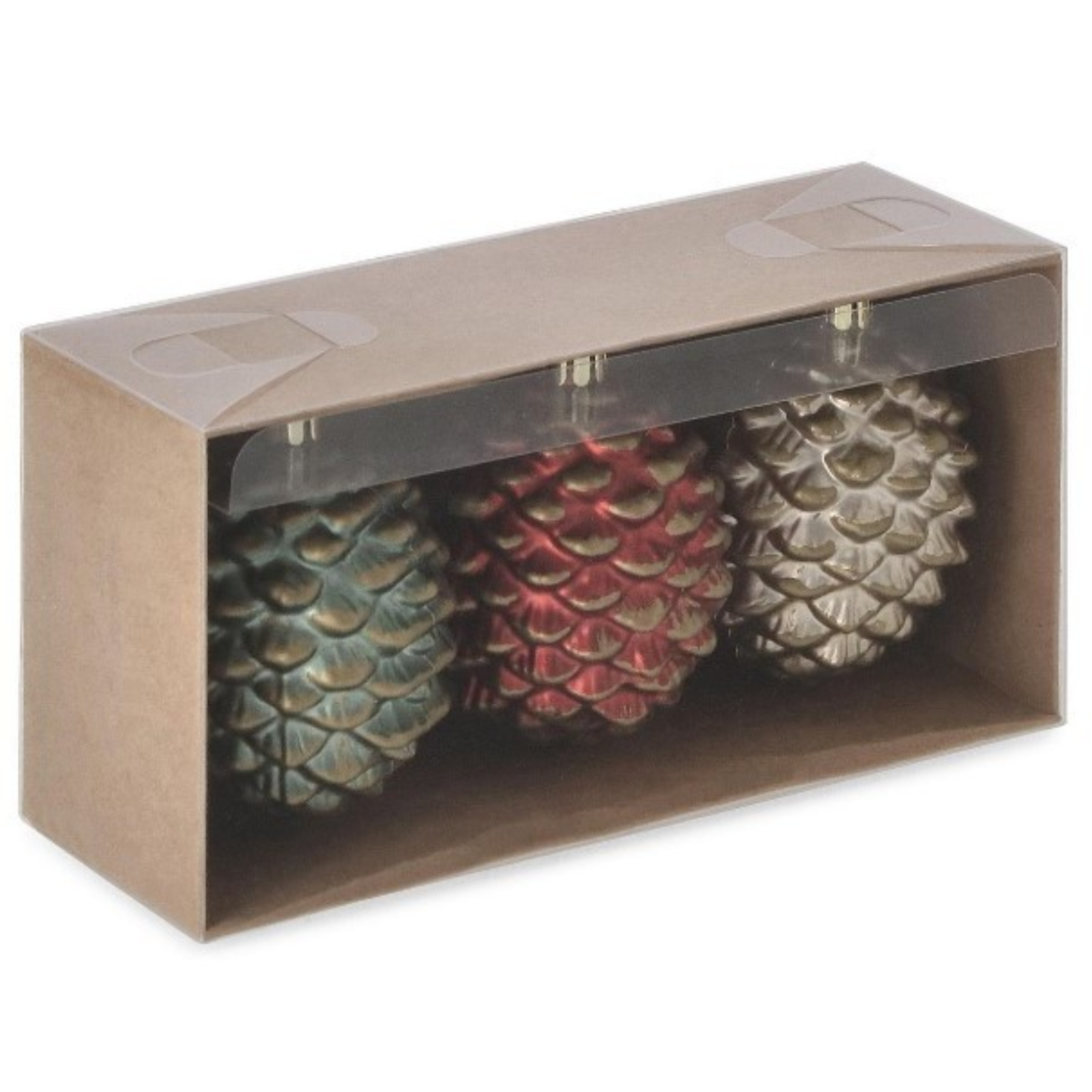 Set 3 Pz Pendagli per albero di natale pigna colorazione assortita
