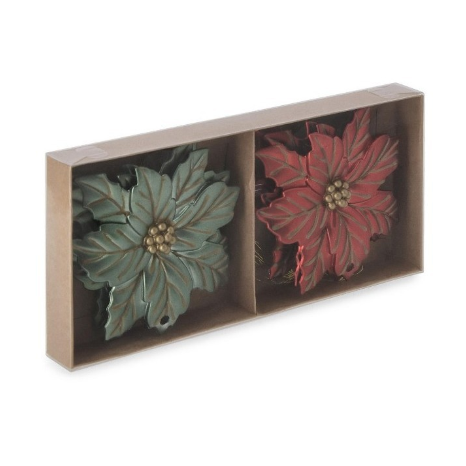 Set 6 Pz Pendagli per albero di natale poinsettia colorazione assortita