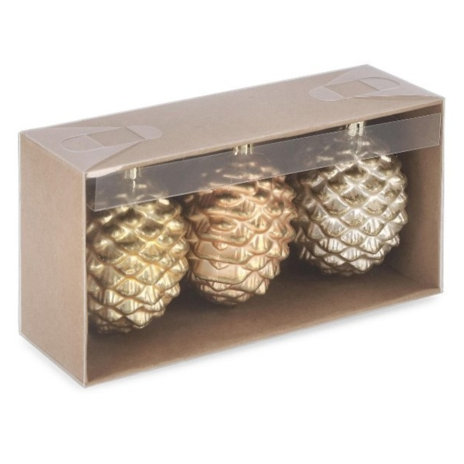 Set 3 Pz Pendagli per albero di natale pigna colorazione assortita