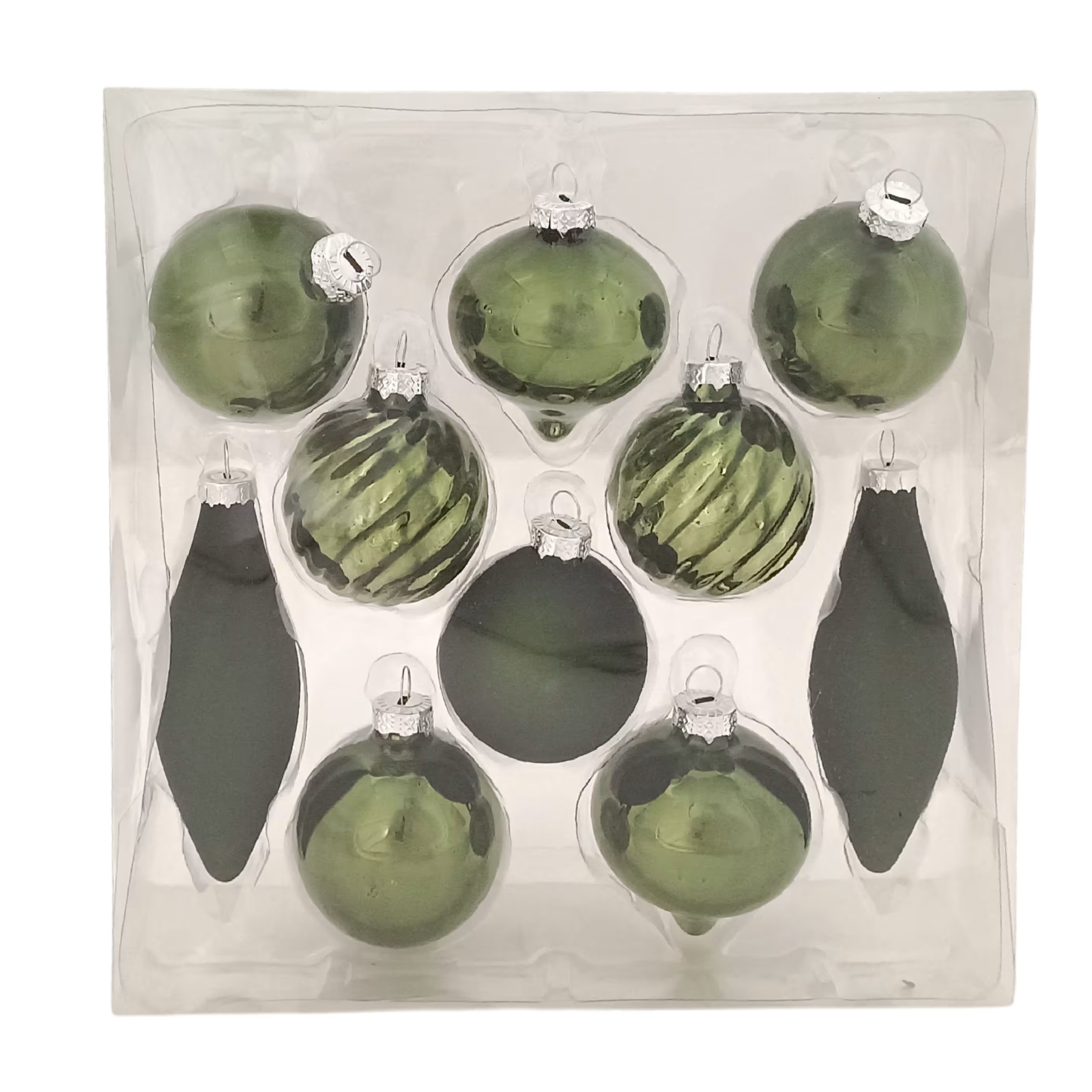 Palline per albero di natale set 10 pz in vetro verde decorazione natalizia