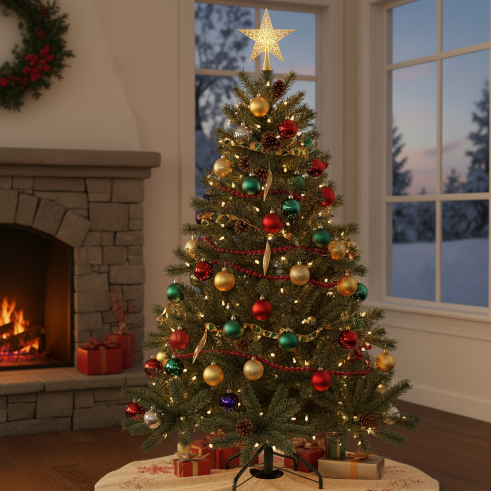 Albero di natale verde artificiale con pigne - Royal