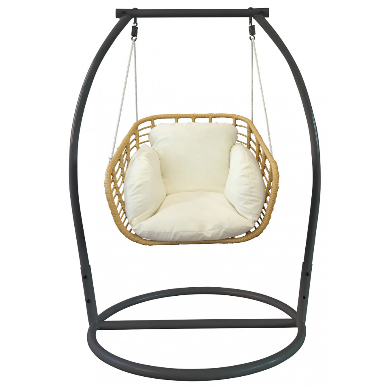 Dondolo sospeso struttura in metallo e seduta in wicker naturale - Glow