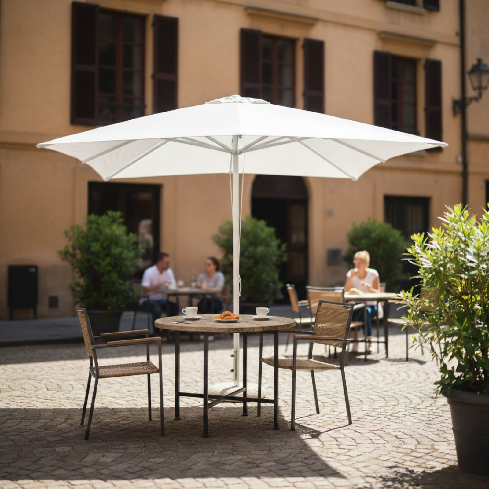 Ombrellone da giardino 3x4 palo in alluminio telo in poliestere bianco - Brian