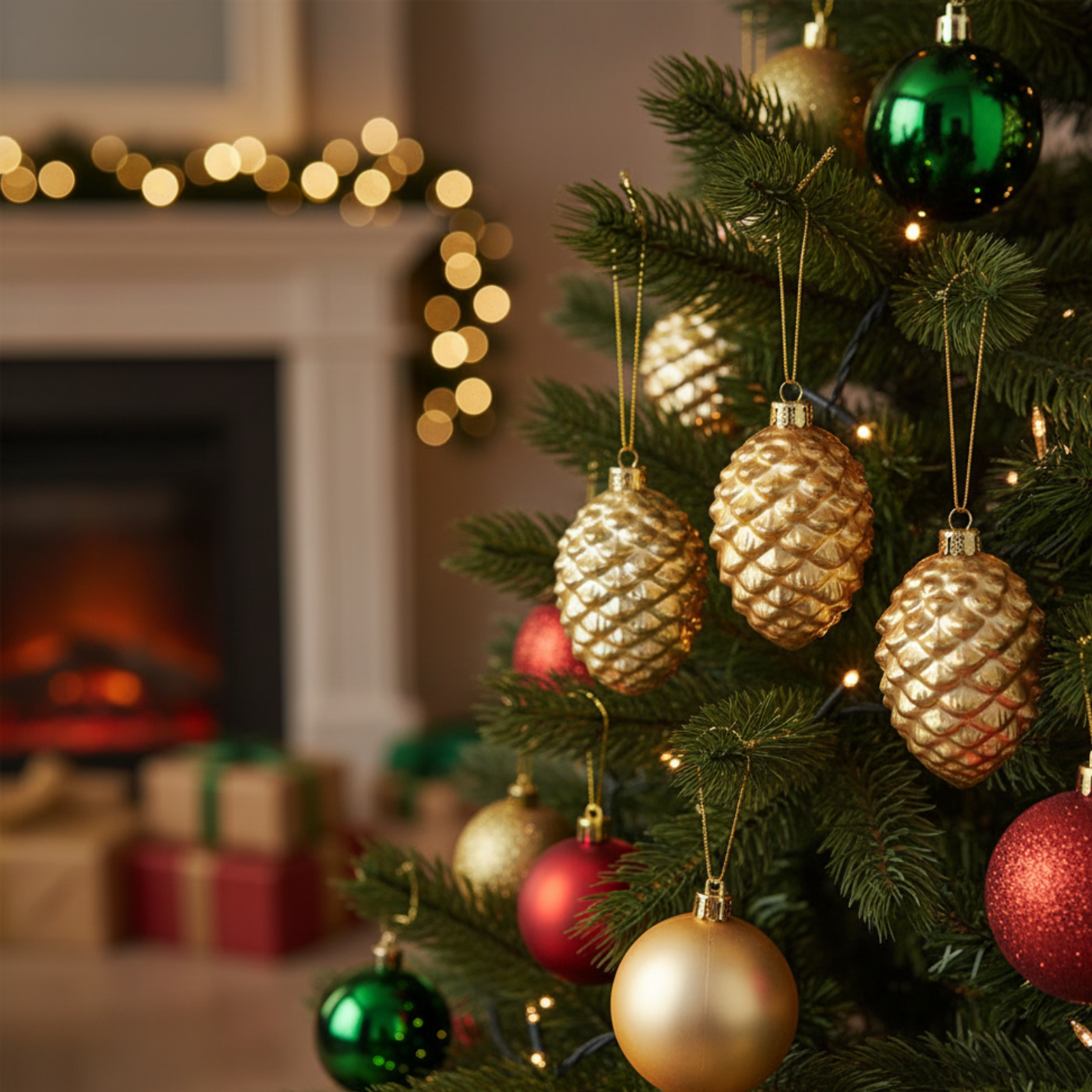 Set 3 Pz Pendagli per albero di natale pigna colorazione assortita
