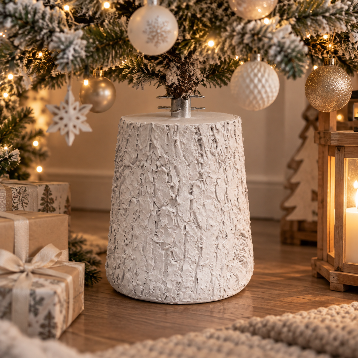 Base tronco supporto bianco per albero di natale - Natura