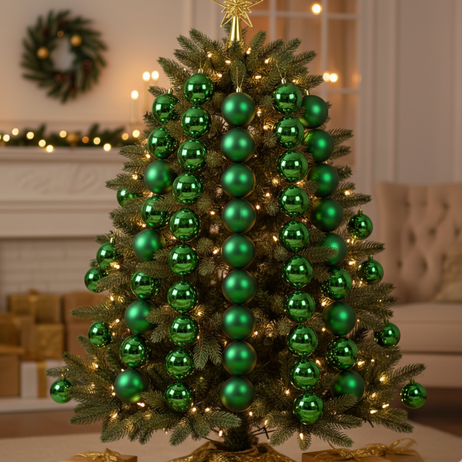 Palline per albero di natale set 24pz verde lucido e opaco Ø 6 cm