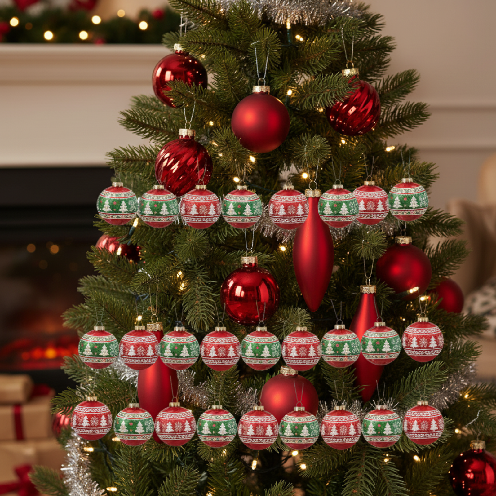 Palline per albero di natale set 12 Pz Ø 5 cm in plastica design moderno natalizio