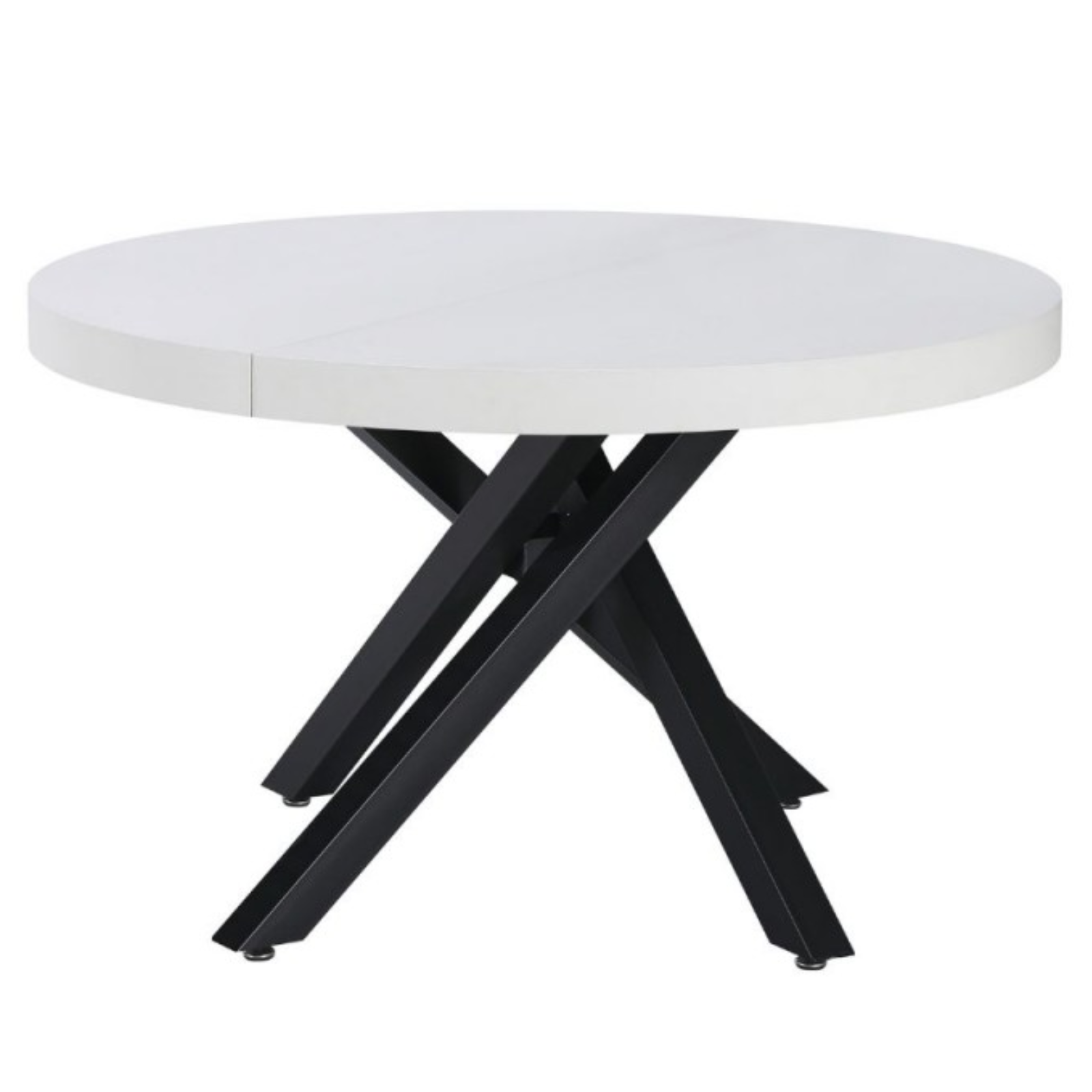 Tavolo da pranzo rotondo allungabile piano in mdf bianco e base in metallo - Ravem