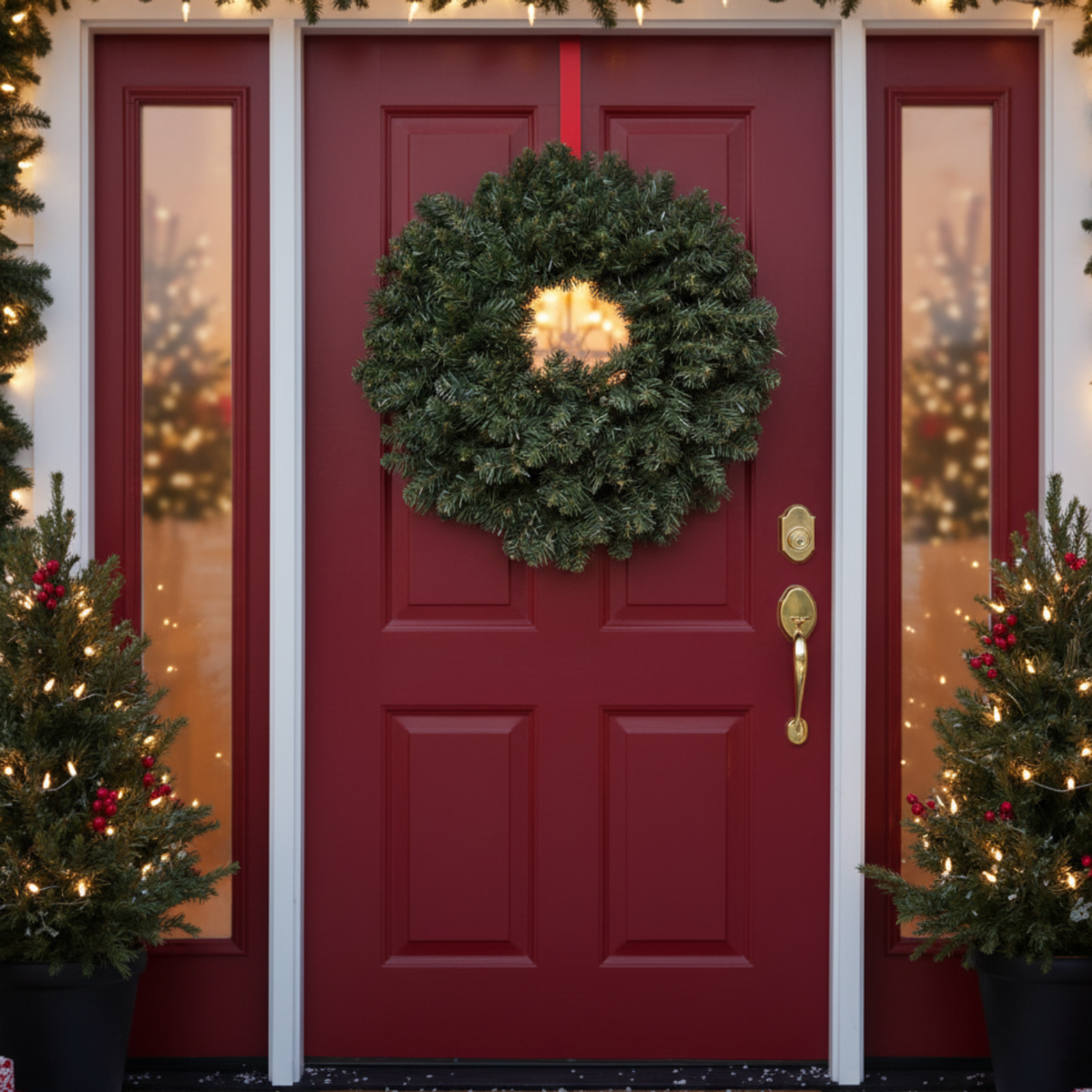 Corona verde dietro porta 90 cm decorazione natalizia - Fiordusso