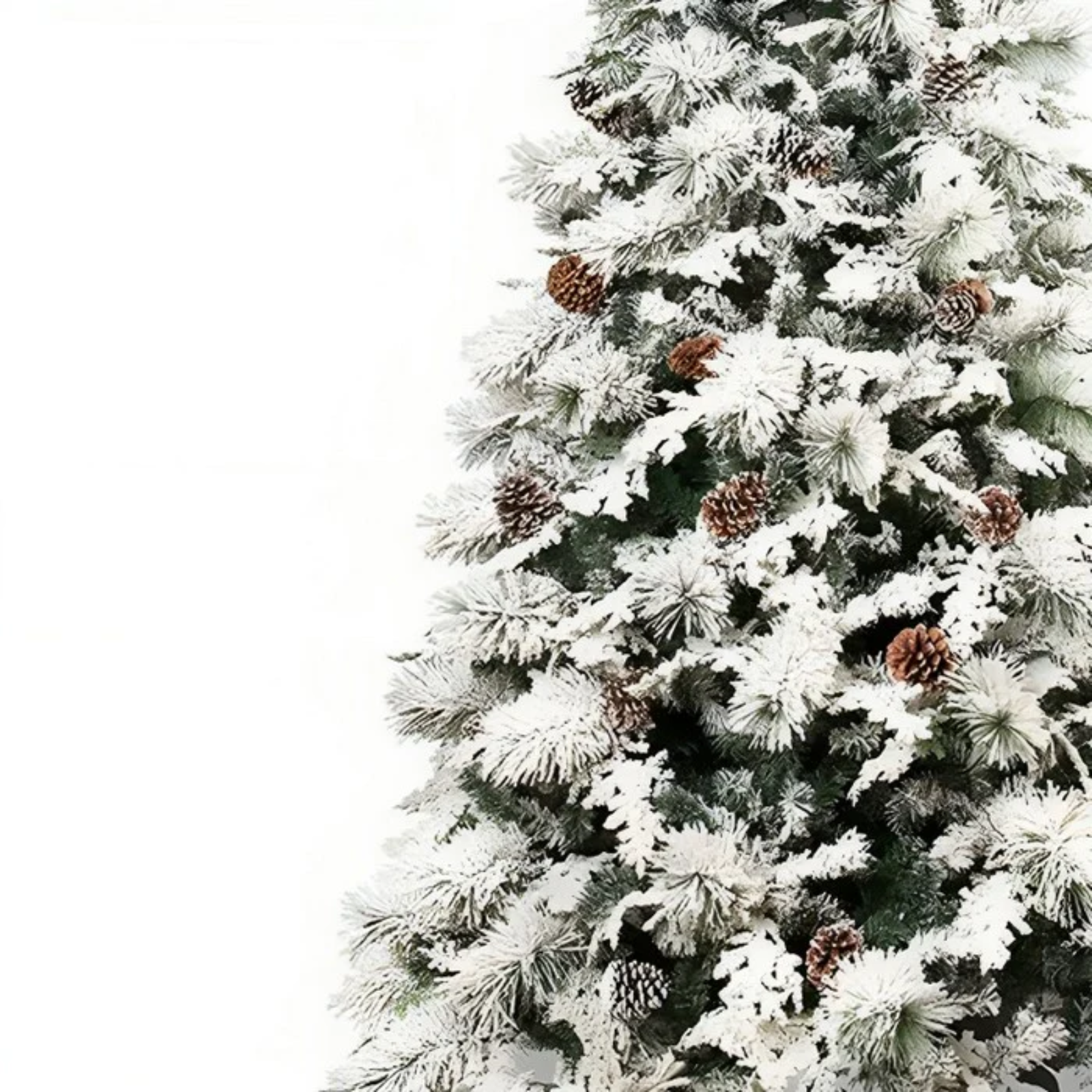 Albero di natale innevato con pigne e luci led integrate - Chamon