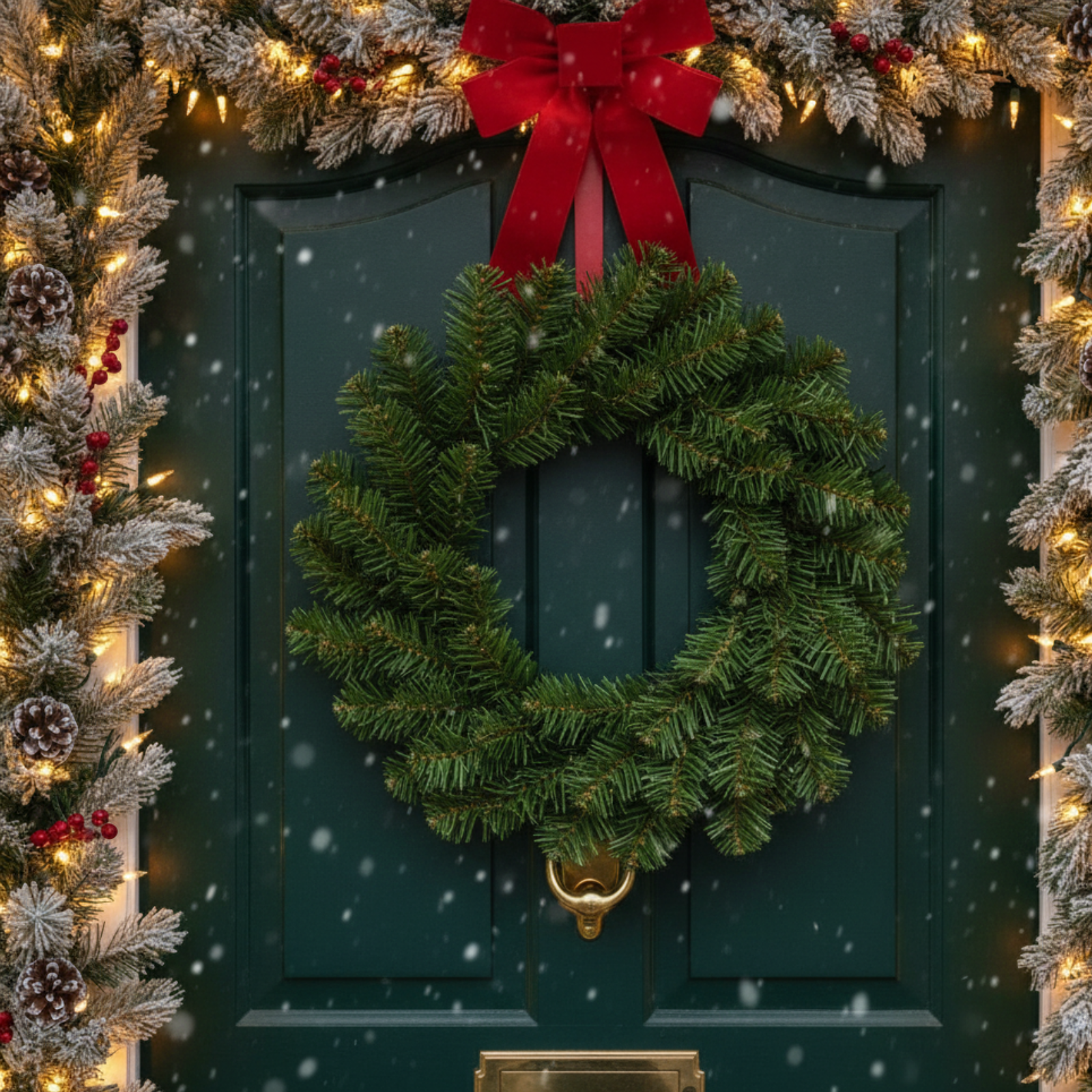 Corona dietro porta verde 30 cm decorazione natalizia - Cerchia