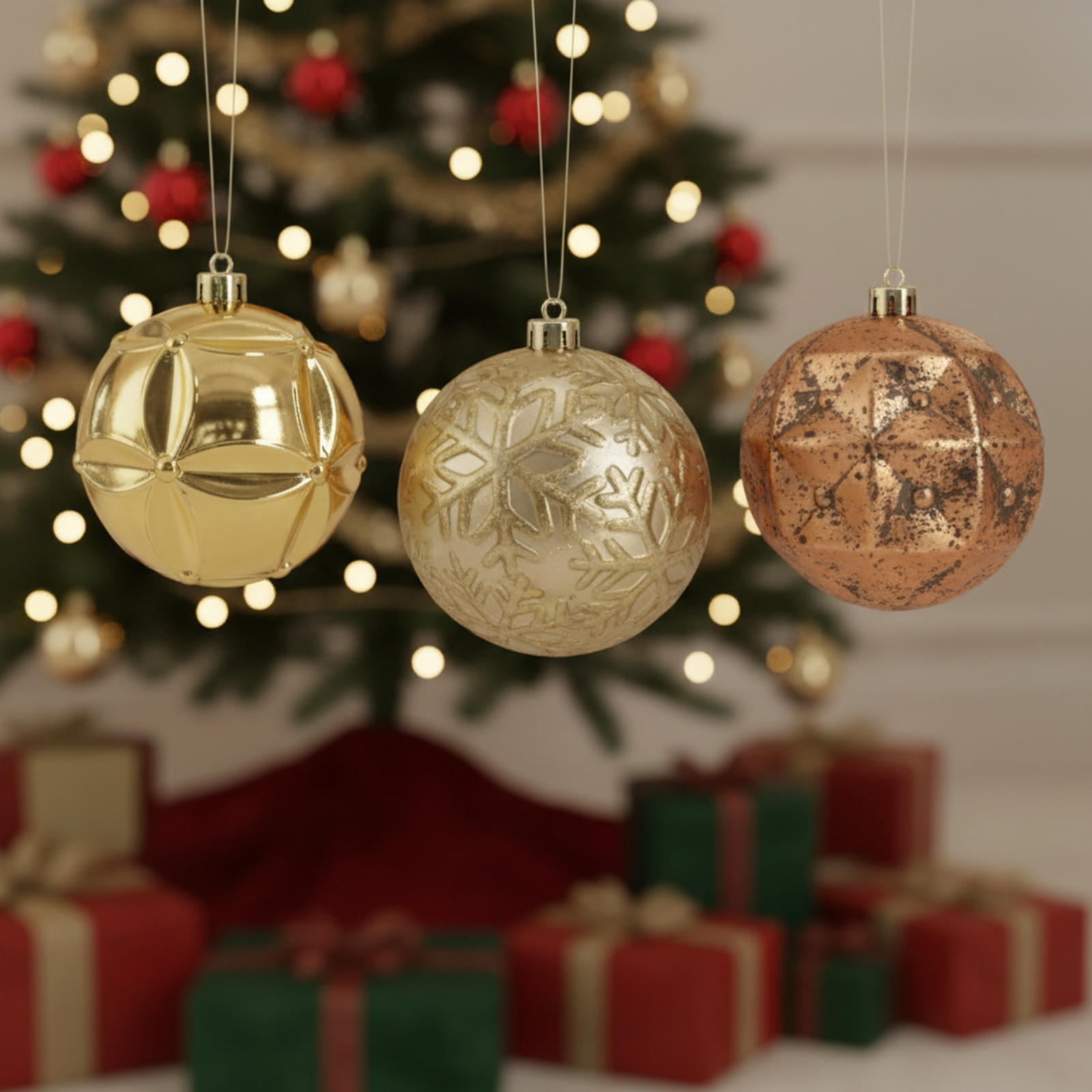 Set 3 Pz palline per albero di natale colorazione assortita