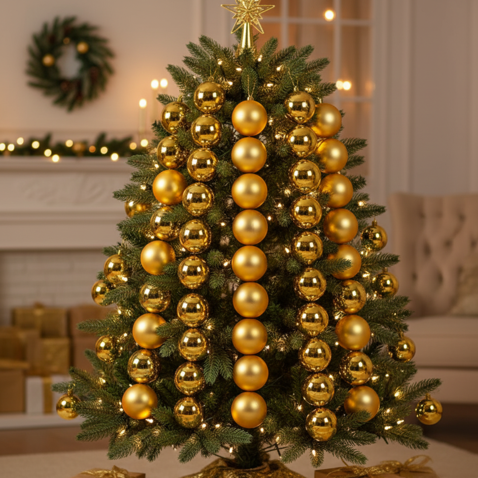 Palline per albero di natale set 9 pz oro lucido e opaco Ø 4 cm decorazione natalizia